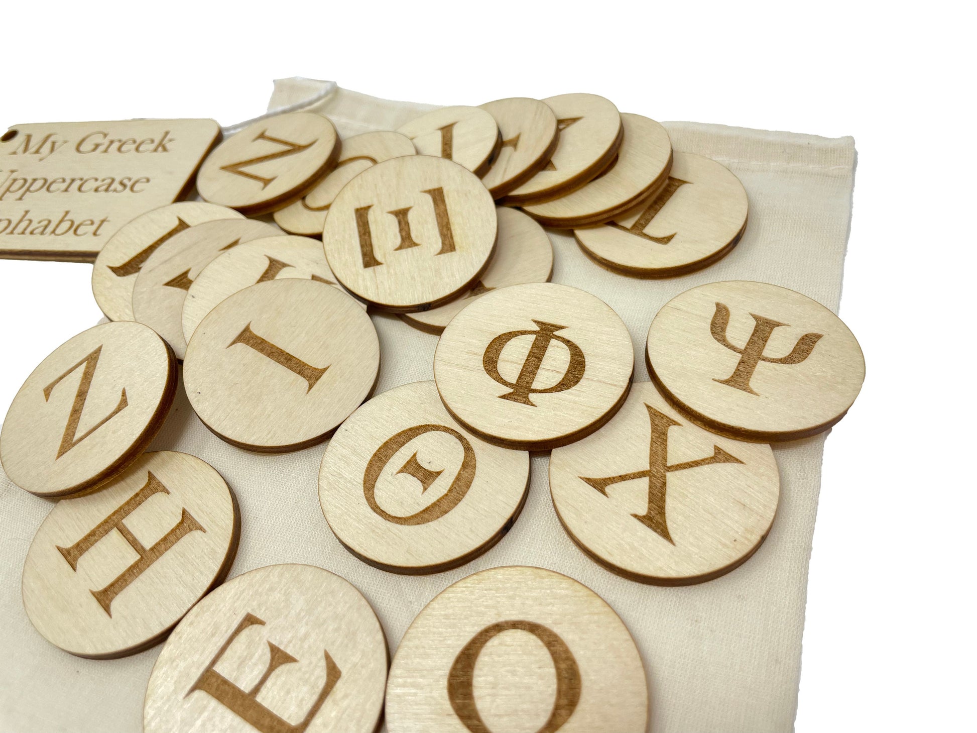 My Ancient Greek Bag | Uppercase And Lowercase Letters | Montessori | Early Education | Learning Alphabet | Spelling Toys | Burlap Bag Game