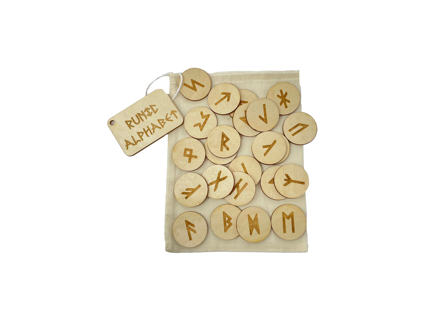 My Norse Runic Alphabet Bag | Montessori | Early Education | Learning Alphabet | Spelling Toys | Burlap Bag Game
