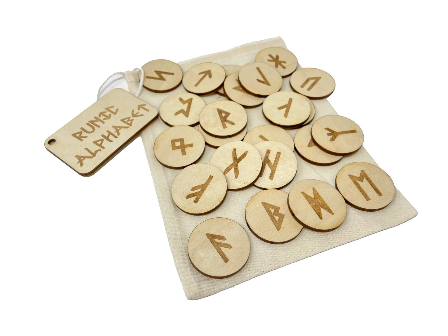 My Norse Runic Alphabet Bag | Montessori | Early Education | Learning Alphabet | Spelling Toys | Burlap Bag Game