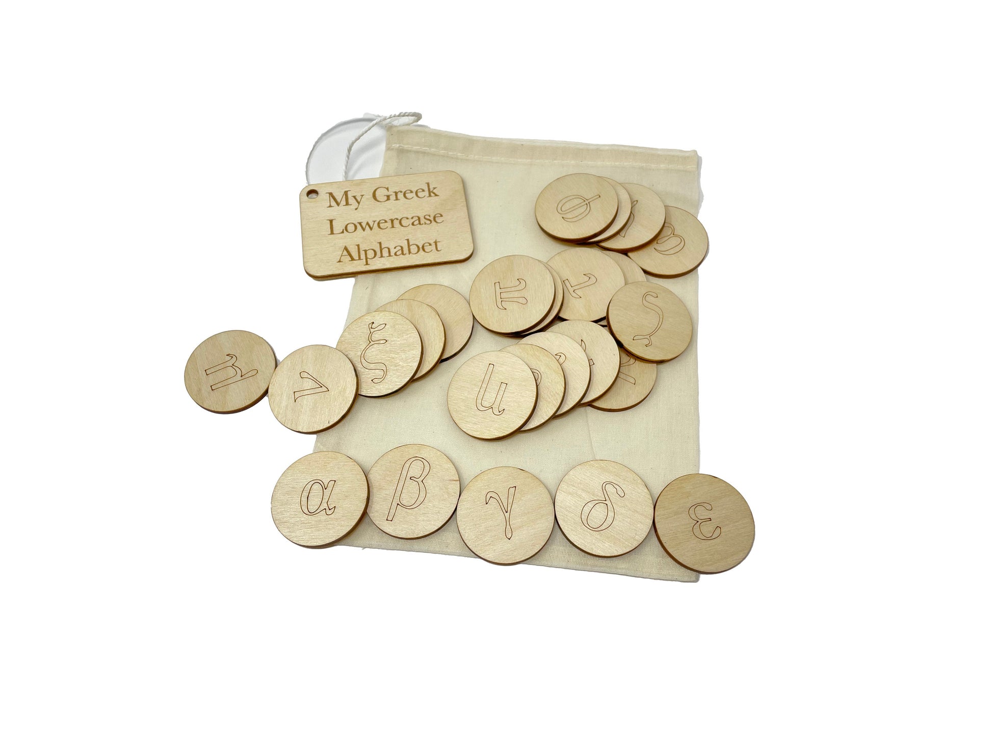 My Ancient Greek Bag | Uppercase And Lowercase Letters | Montessori | Early Education | Learning Alphabet | Spelling Toys | Burlap Bag Game