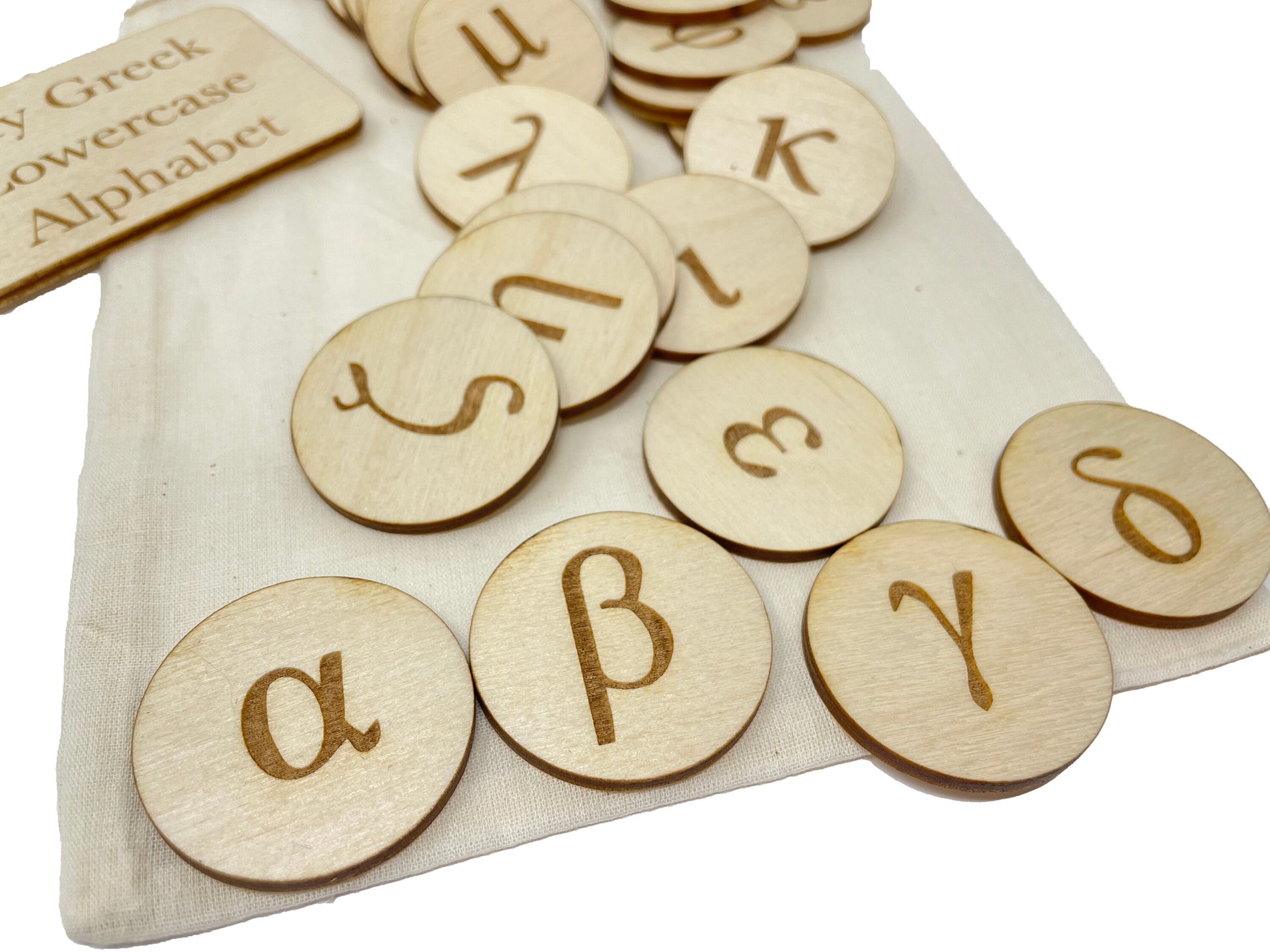 My Ancient Greek Bag | Uppercase And Lowercase Letters | Montessori | Early Education | Learning Alphabet | Spelling Toys | Burlap Bag Game