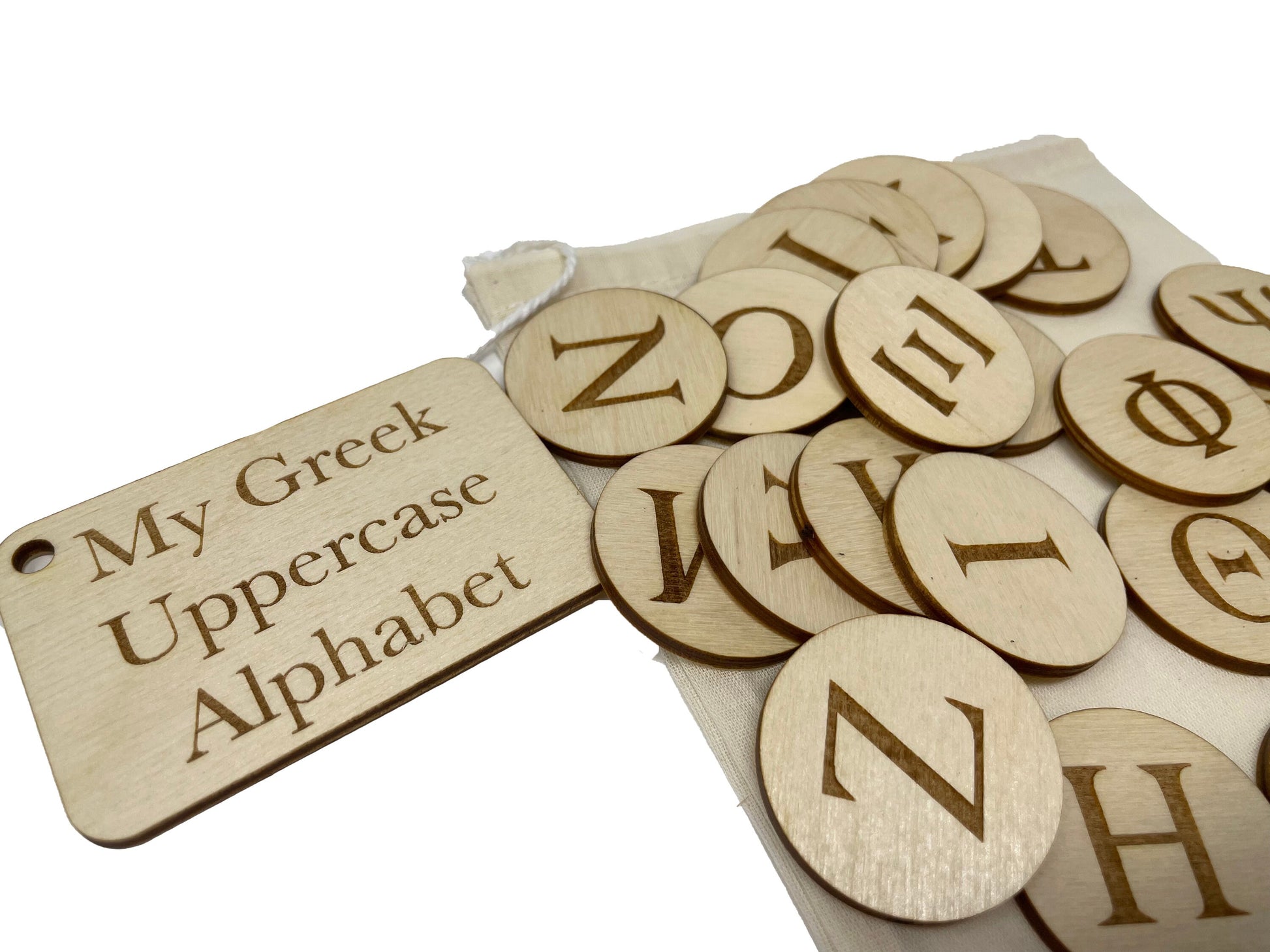 My Ancient Greek Bag | Uppercase And Lowercase Letters | Montessori | Early Education | Learning Alphabet | Spelling Toys | Burlap Bag Game