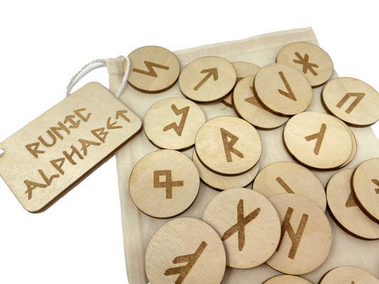 My Norse Runic Alphabet Bag | Montessori | Early Education | Learning Alphabet | Spelling Toys | Burlap Bag Game