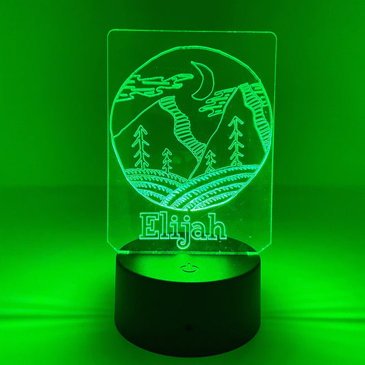 Mountains At Night | Personalized LED Sign | Gifts for Kids | Kid Home Decor | Night Light for Kids