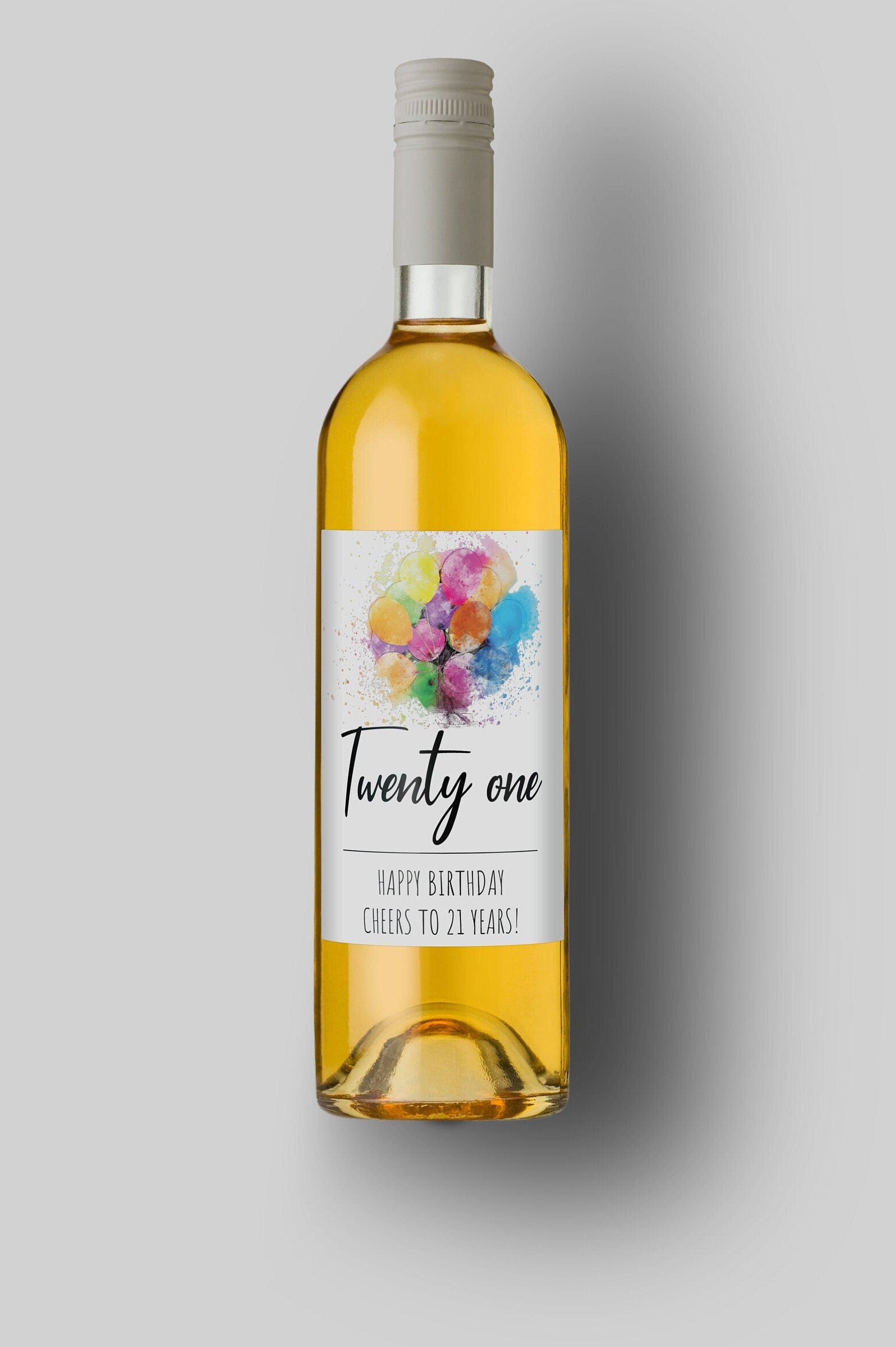 Twenty One | Cheers To 21 Years | Happy Birthday | Custom Wine Bottle Labels | Personalized Bottle Labels
