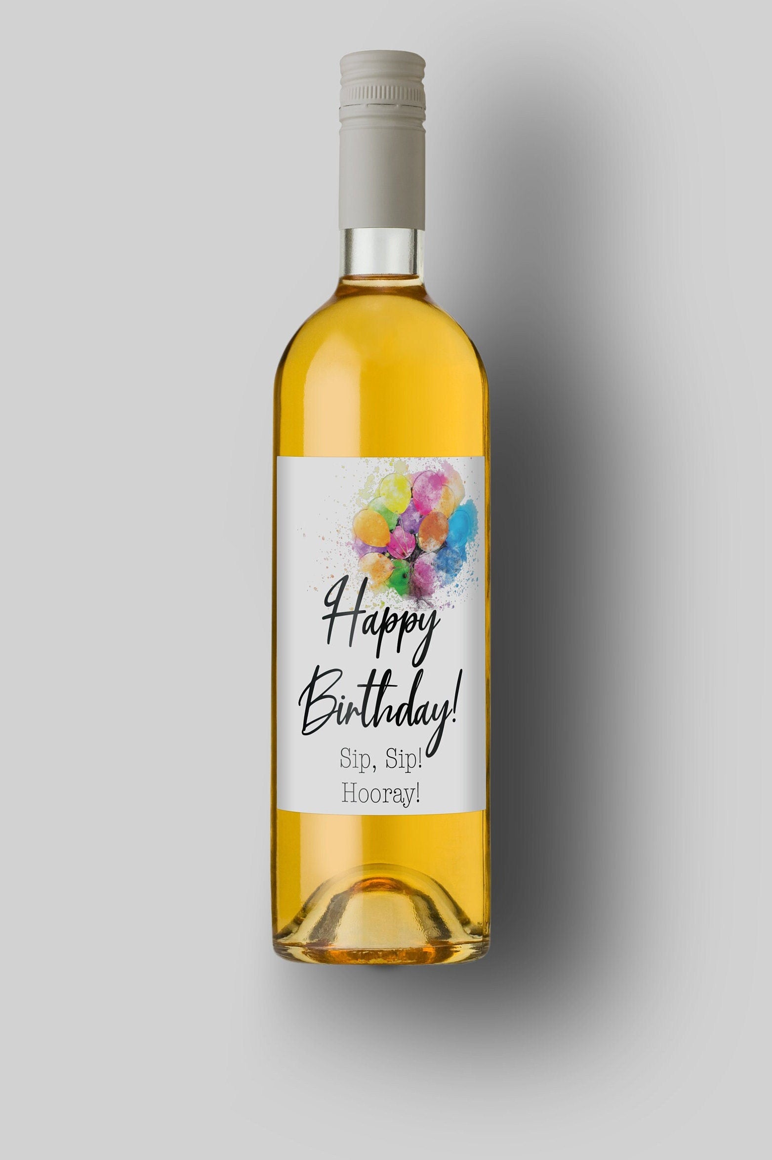 Happy Birthday | Sip, Sip Hooray | Custom Wine Bottle Labels | Personalized Bottle Labels