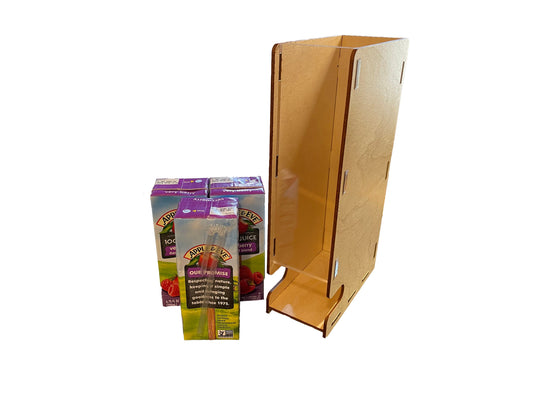 Vertical Small Juice Box Holder Dispenser | Max Juice Box Size: 4.25" H x 2.2" W by 1.75" D in. | Assembly Required