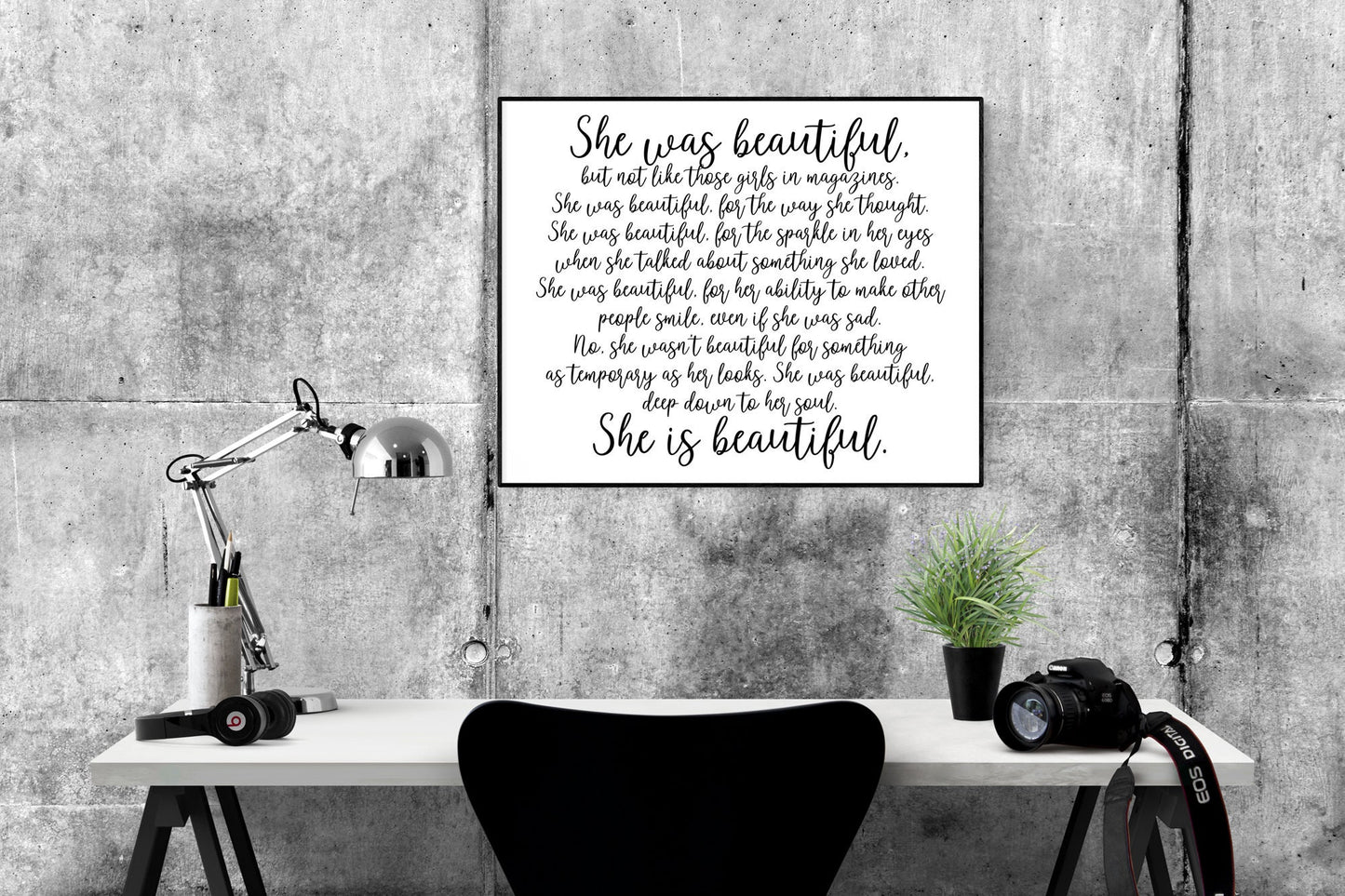 She Is Beautiful | F Scott Fitzgerald Quote | Literary | Calligraphy Typography | Art Print