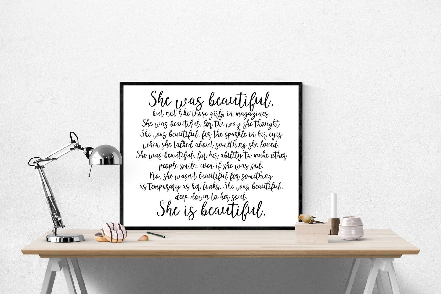She Is Beautiful | F Scott Fitzgerald Quote | Literary | Calligraphy Typography | Art Print