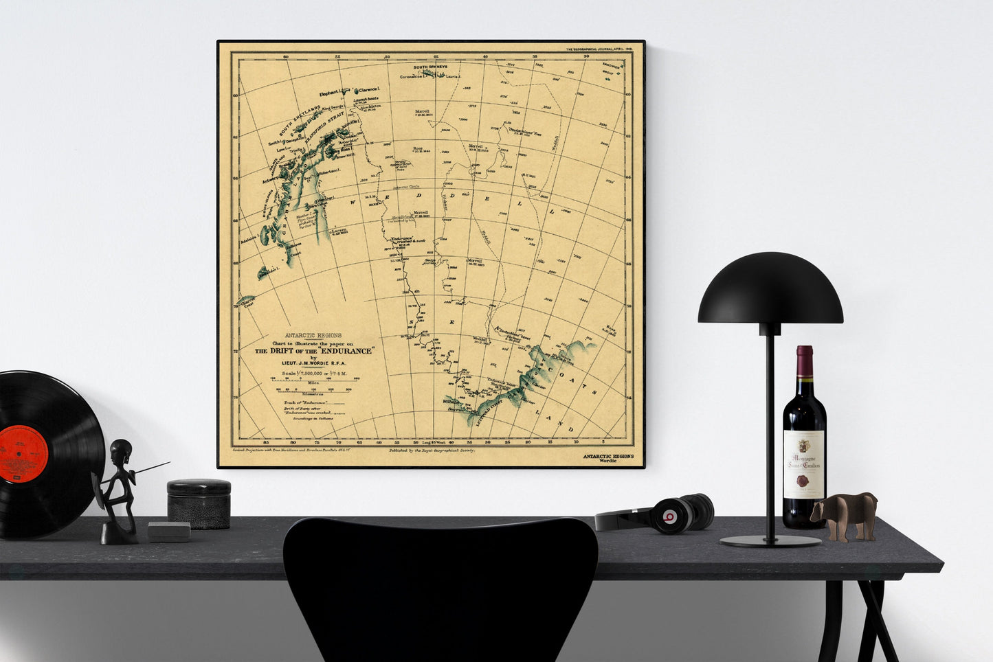 Ernest Shackleton Expedition Map | HMS Endurance | Vintage Art Print