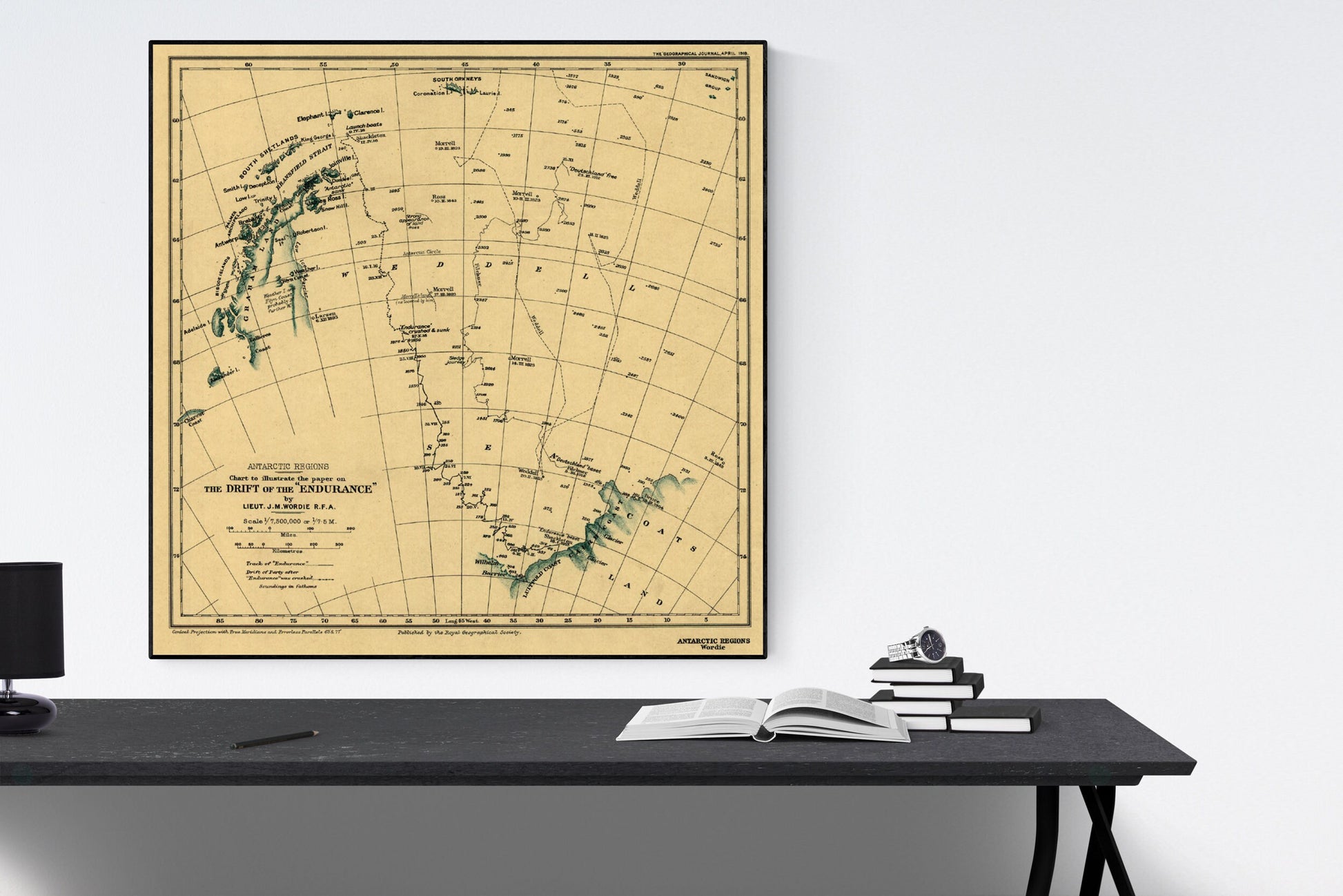 Ernest Shackleton Expedition Map | HMS Endurance | Vintage Art Print