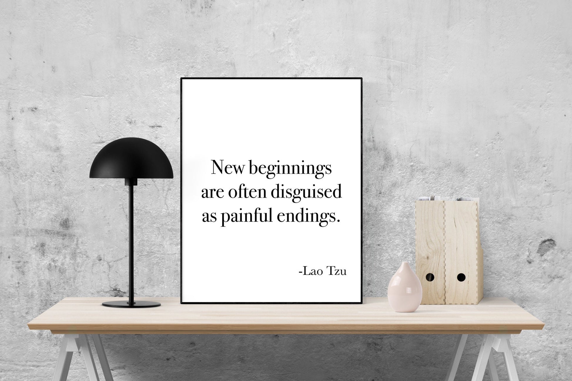 Lao Tzu Quote Art Print – New Beginnings | Minimalist Wisdom Wall Art | Taoist Philosophy Print | Inspirational Home Decor | Poster