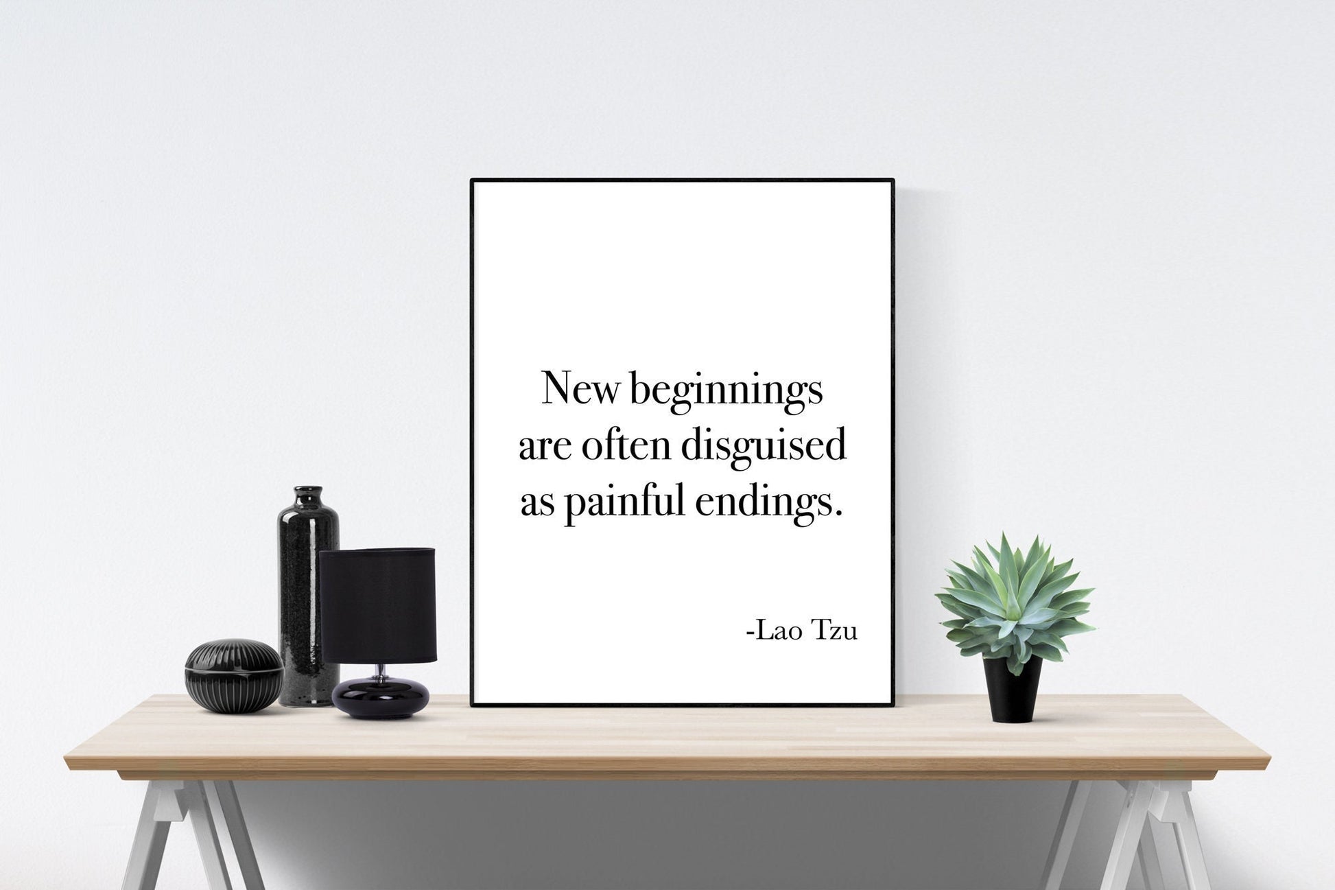 Lao Tzu Quote Art Print – New Beginnings | Minimalist Wisdom Wall Art | Taoist Philosophy Print | Inspirational Home Decor | Poster