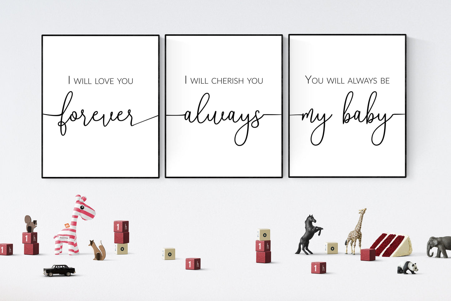 I Will Love You Forever | I Will Cherish You Always | You Will Always Be My Baby | Set of 3 | Nursery | Children's Room | Art Print