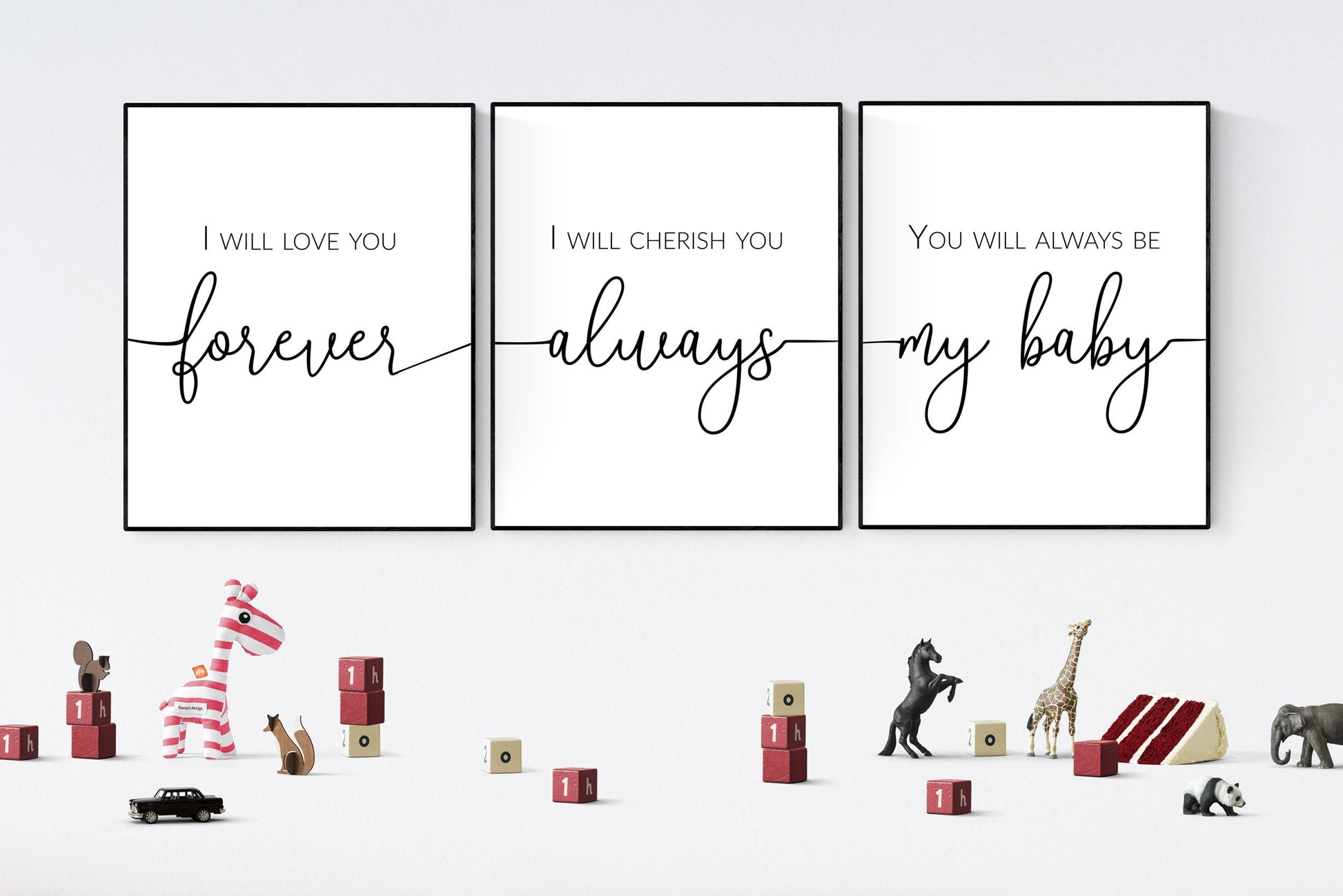 I Will Love You Forever | I Will Cherish You Always | You Will Always Be My Baby | Set of 3 | Nursery | Children's Room | Art Print