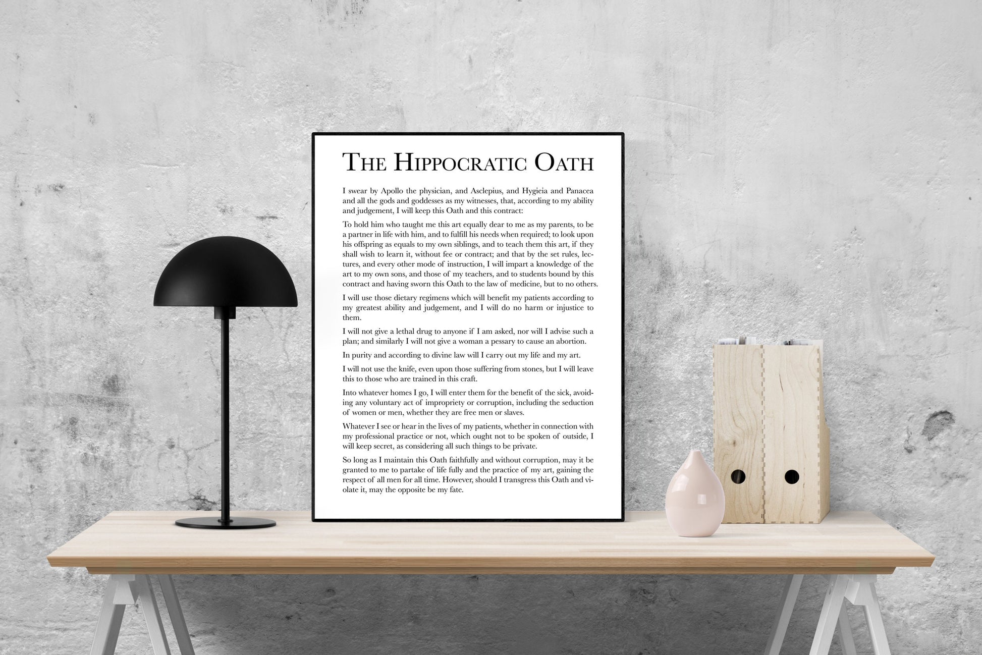 The Hippocratic Oath | Medical Doctors MD | Osteopathic Physician DO | Medicine | White Coat | Greek Original | Typography | Art Print