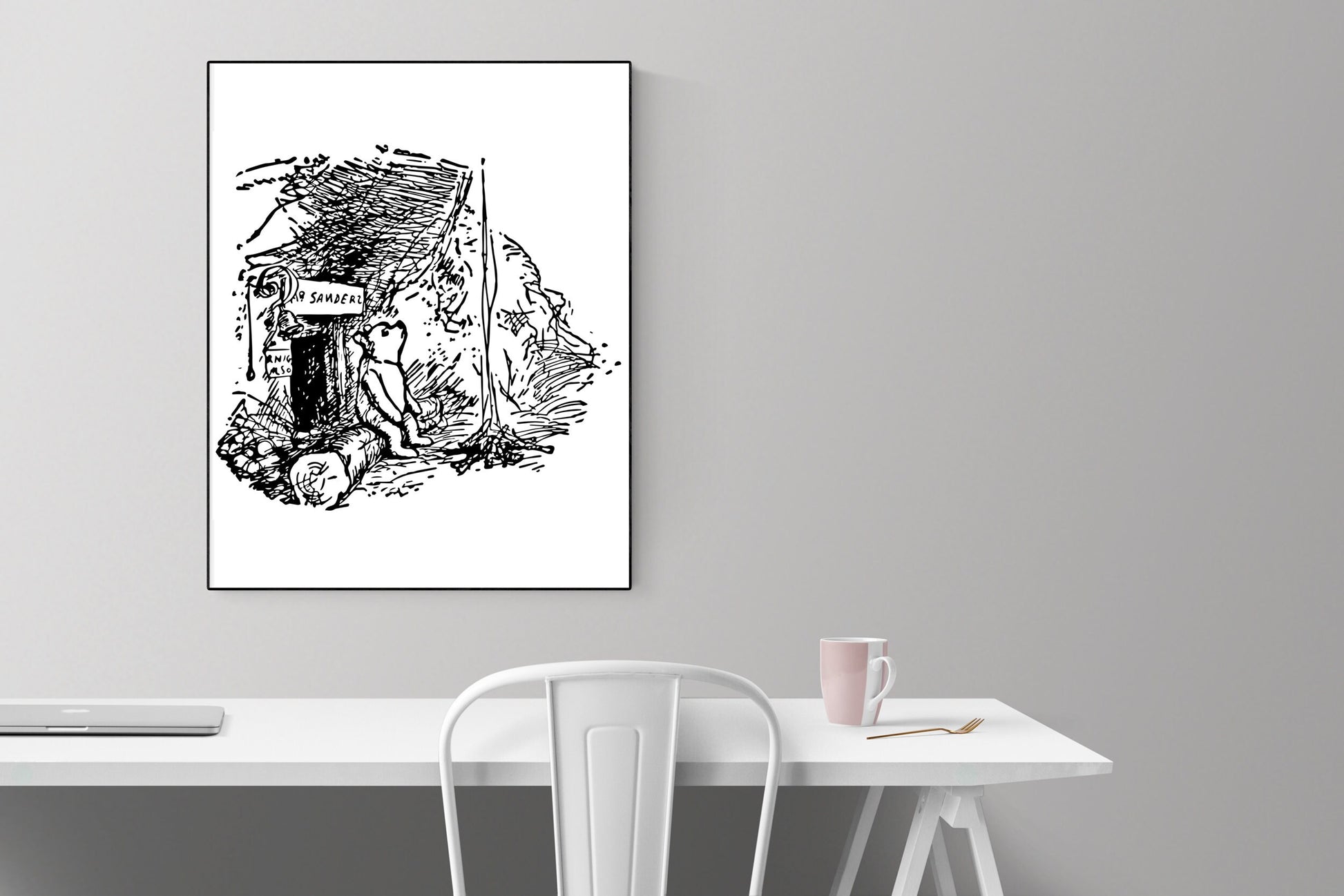 Winnie the Pooh | Mr Sanders Home | AA Milne | Original Illustrations | Art Print