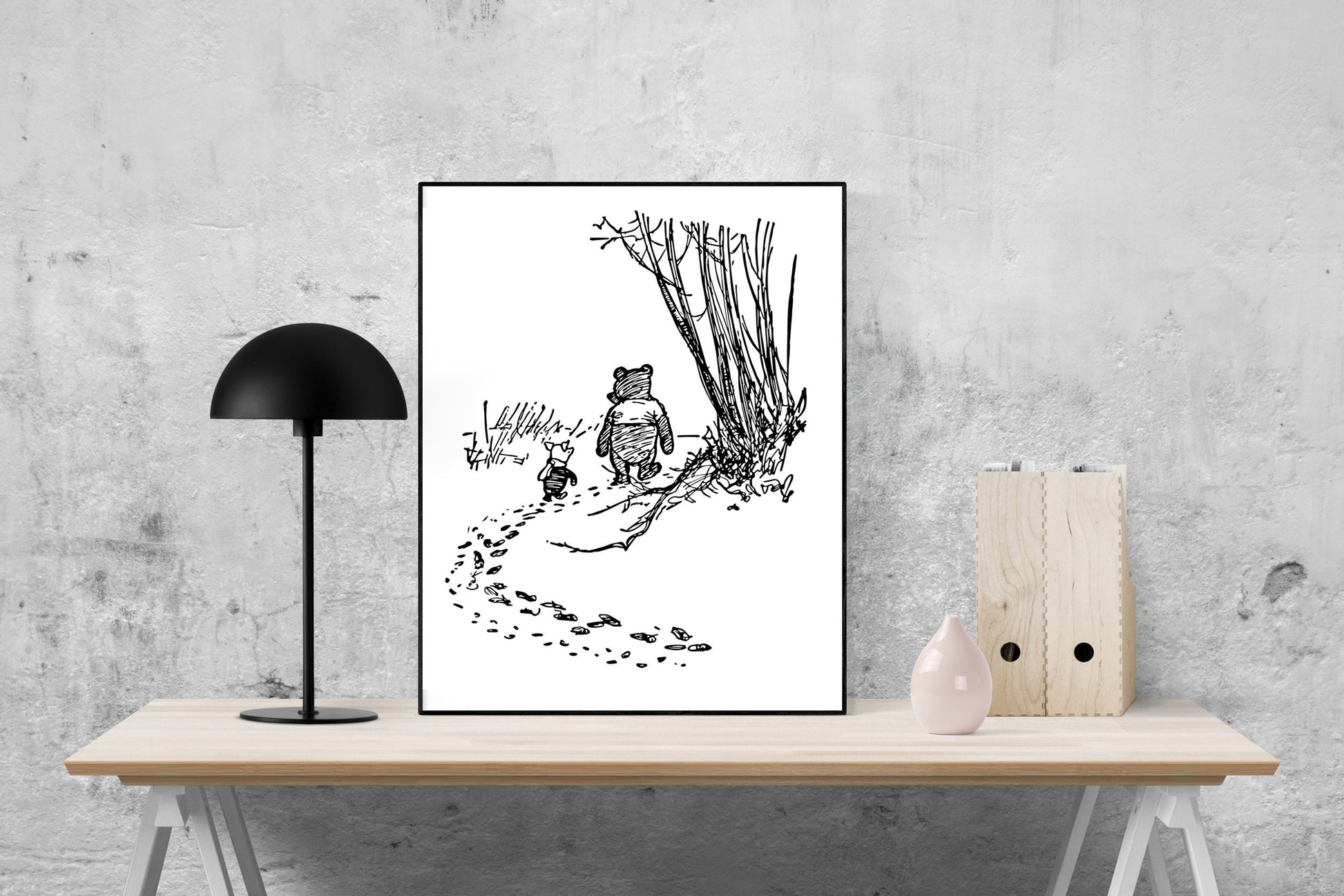 Winnie the Pooh | Walking With Piglet | AA Milne | Original Illustrations | Art Print