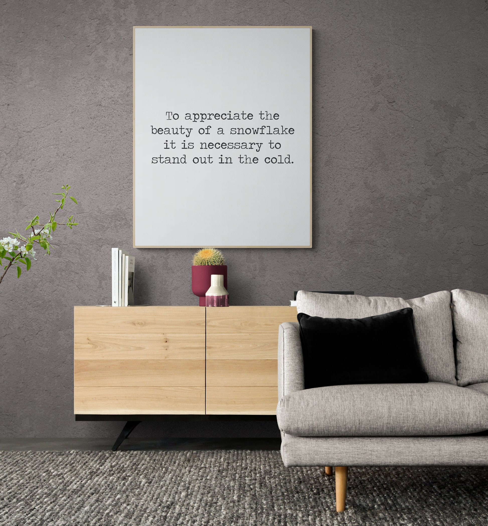 To Appreciate The Beauty Of A Snowflake | It Is Necessary To Stand Out In The Cold | Aristotle Quote | Inspirational | Typography Art Print