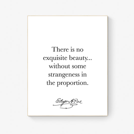 Edgar Allan Poe Quote Art Print | There Is No Exquisite Beauty | American Gothic Poetry | Literary Poem | Literature Home Decor | Poster
