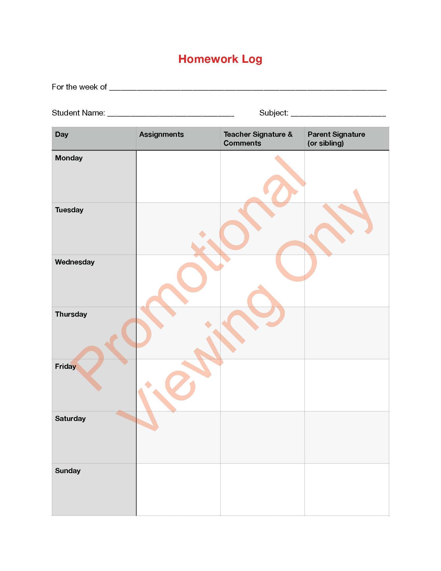 Homework Log | Digital Download | PDF File | School Teacher | Administrator | Tutor | Homeschool | Classical Education | Montessori Student