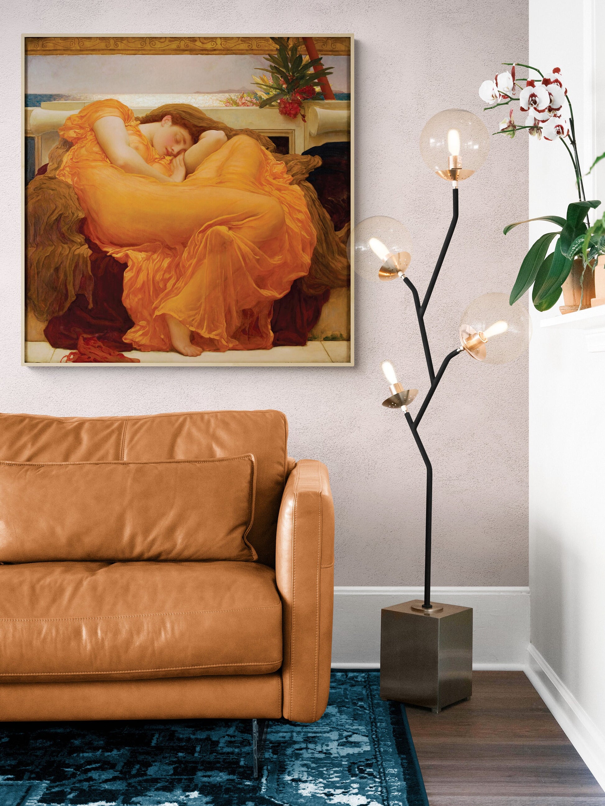 Flaming June | Frederic Lord Leighton | Victorian Roman Dress | Famous Napping Woman | Nymph | Burnt Orange | Art Print