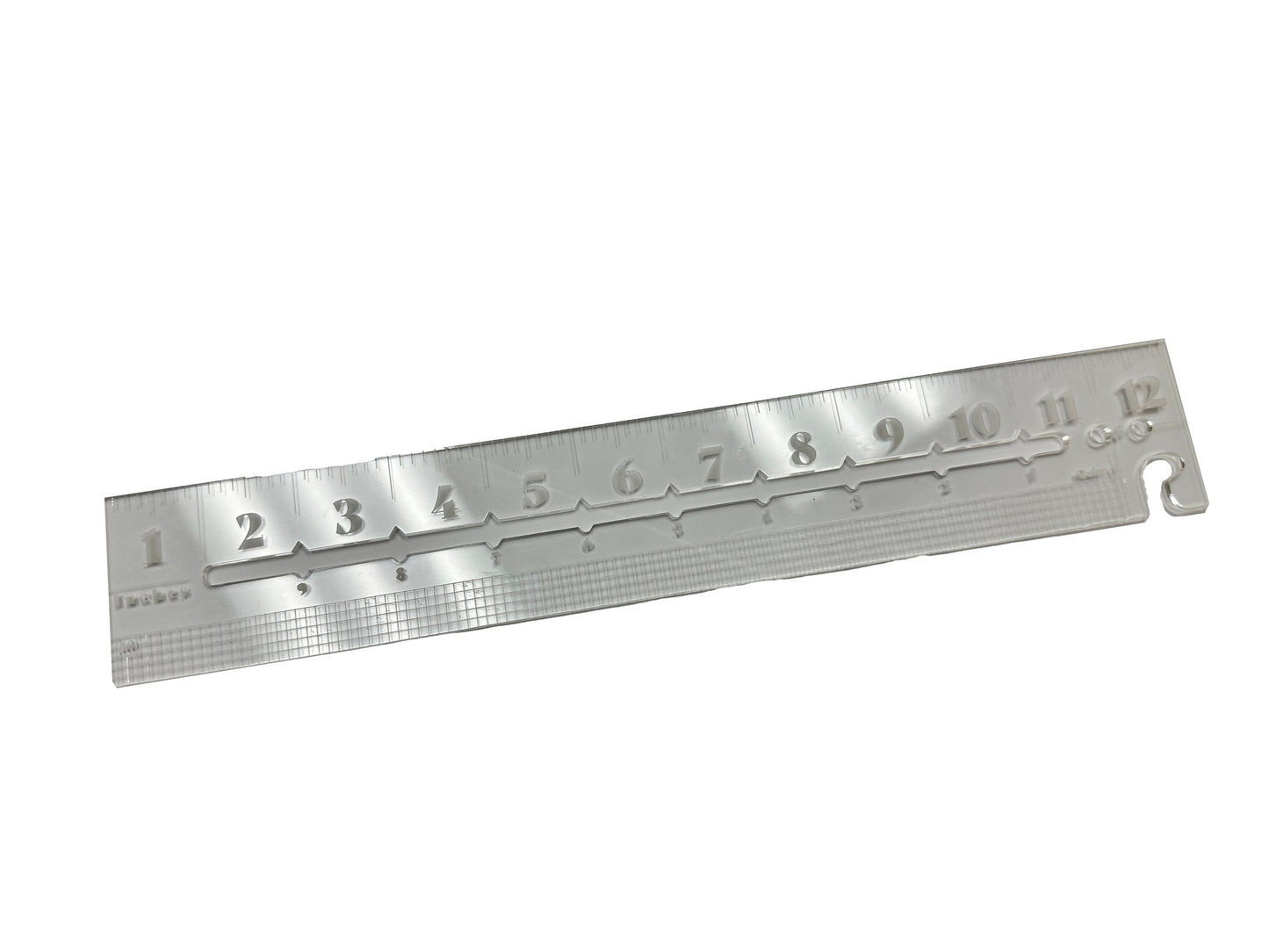 Custom Designed 12.5" Ruler | High Grade Acrylic | Clear | Inches | Tenth Inches | Grid | Circle Circumference | Hanger | Math | Drawing