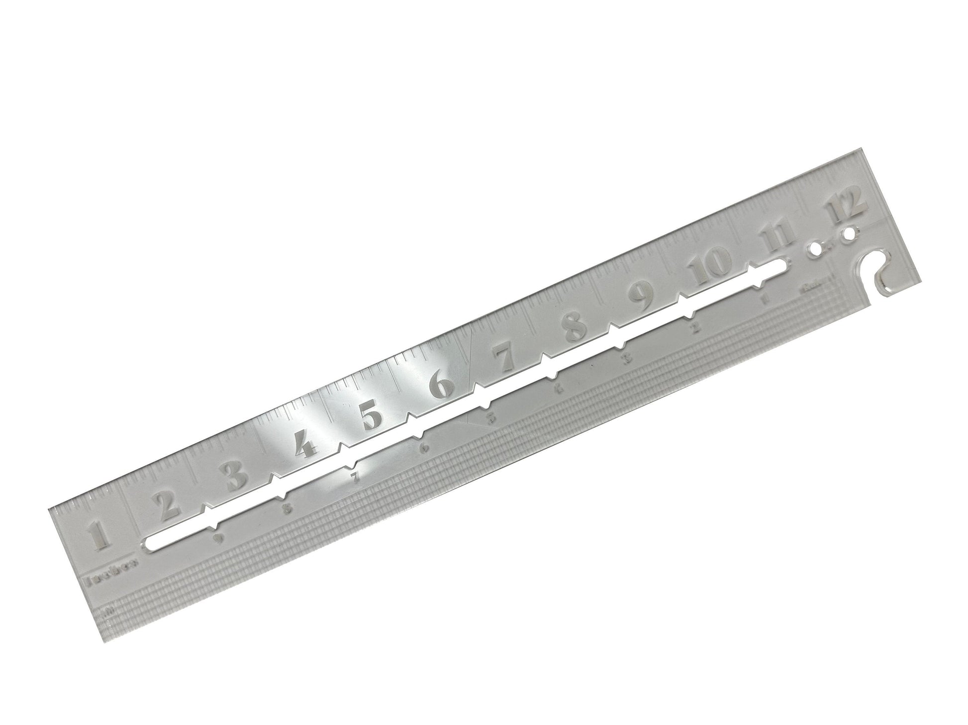 Custom Designed 12.5" Ruler | High Grade Acrylic | Clear | Inches | Tenth Inches | Grid | Circle Circumference | Hanger | Math | Drawing