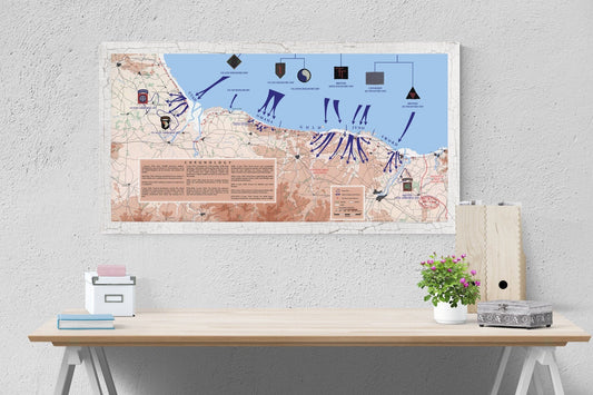D-Day Invasion of Normandy Map | Operation Overlord | Dwight Eisenhower | World War 2 | Art Print