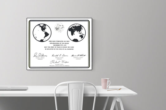 Earth's Moon | NASA JPL | Apollo 17 Lunar Plaque Replica | Space Art Print | Surface of the Moon | Gene Cernan | Saturn V