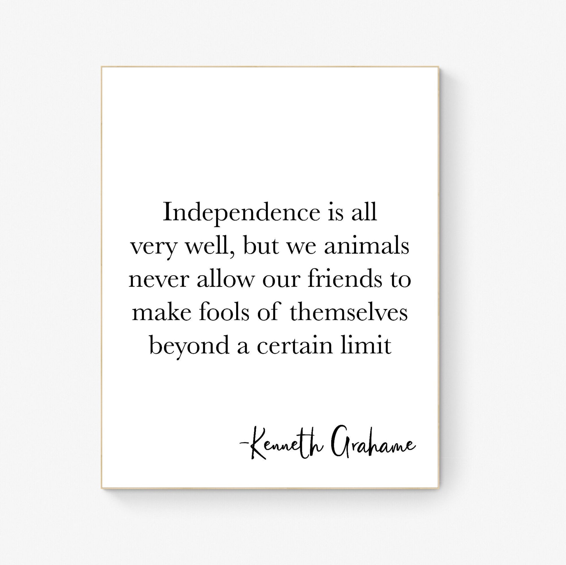 Independence Is All Very Well | Kenneth Grahame | The Wind In The Willows | Art Print