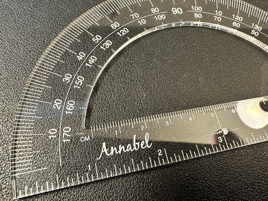 Custom Designed 6" Straight Edge Protractor | High Grade Acrylic | Clear | Inches | Centimeters | Circle Degrees | Angles | Math | Drawing