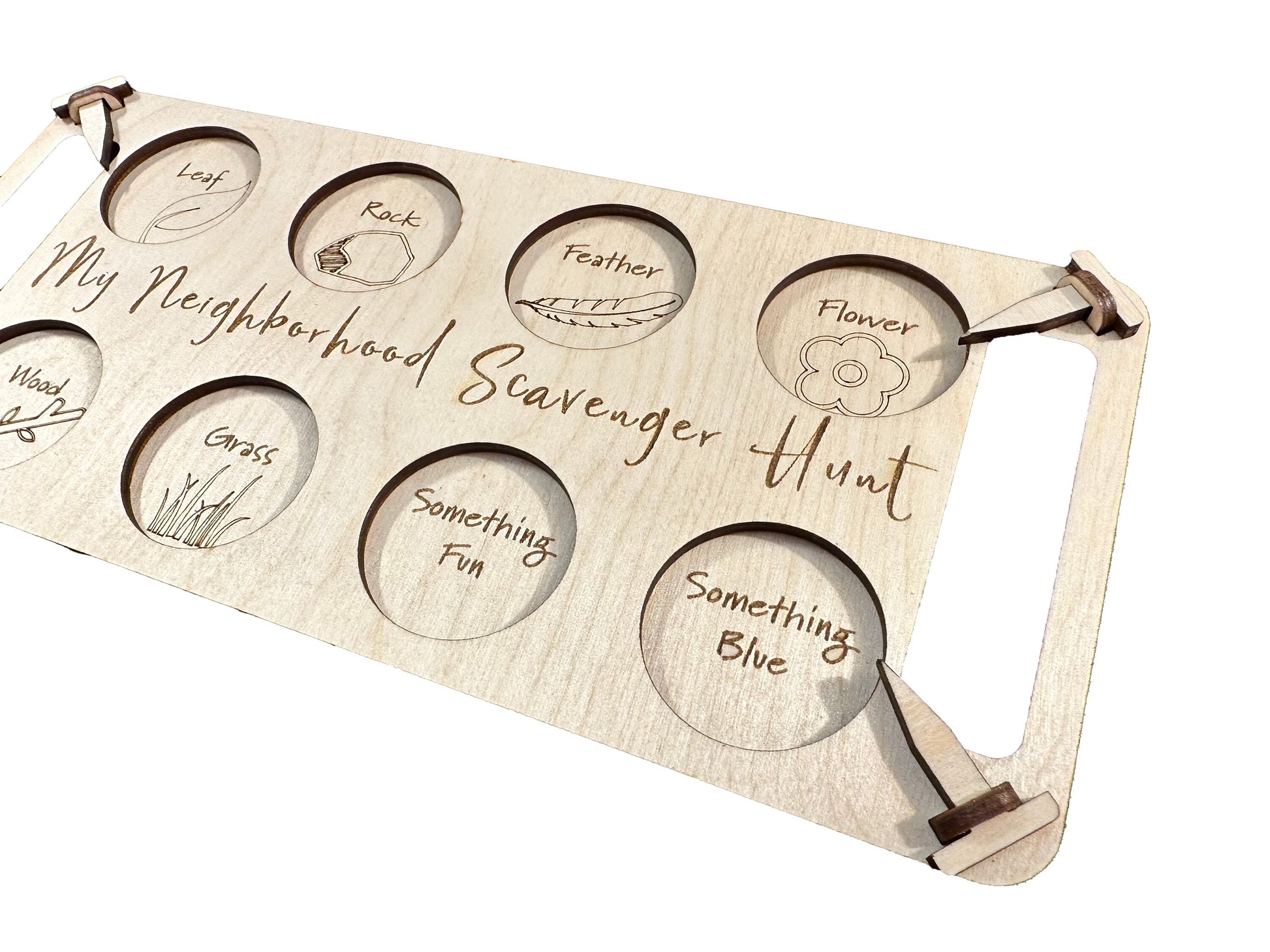 Wooden Scavenger Hunt Board for Kids: Explore Your Neighborhood with Fun and Adventure | Outdoor Nature Activity Set | Assembly Required