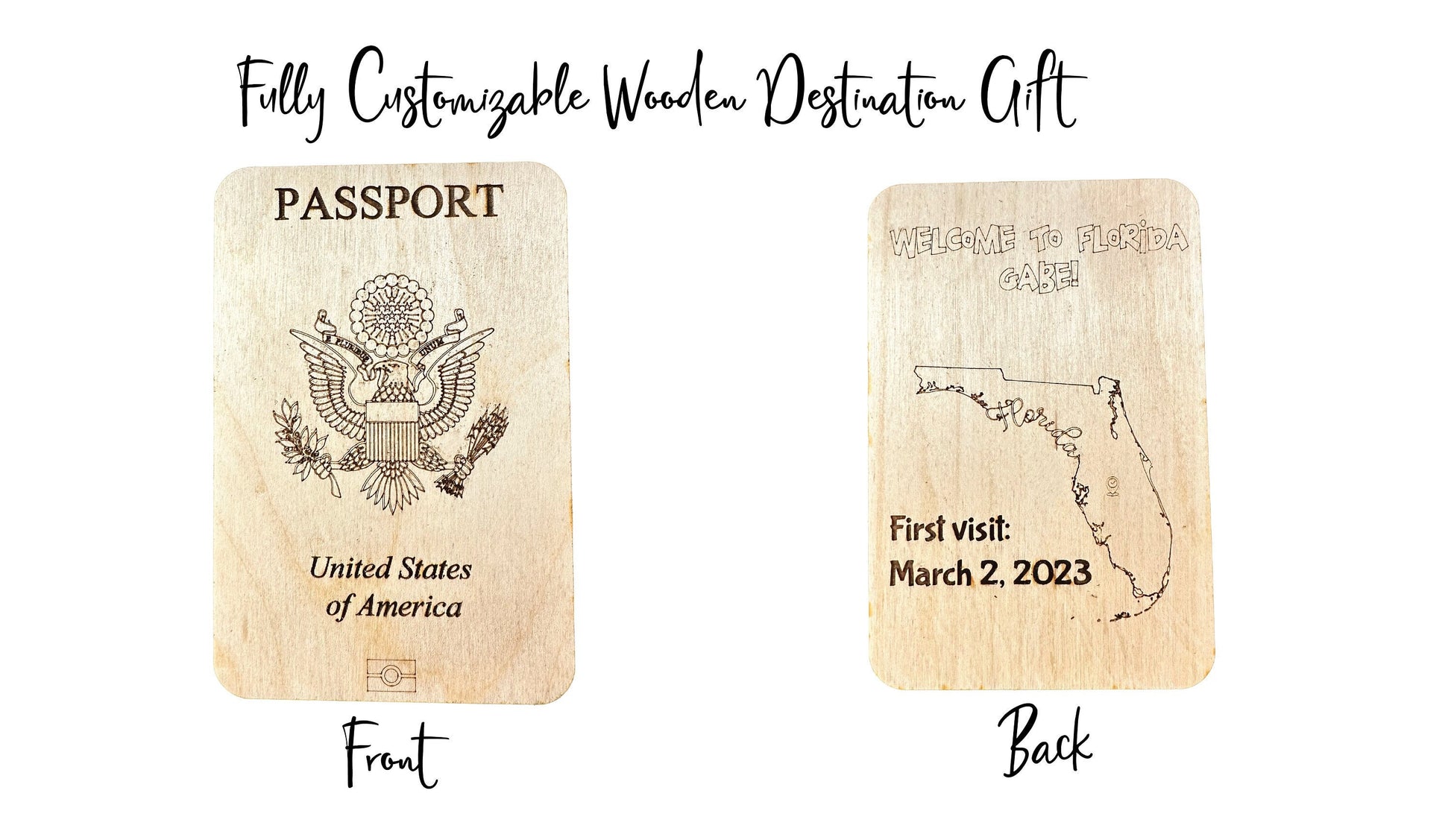 Customizable Wooden Passport Greeting Card for Your Vacation Gift