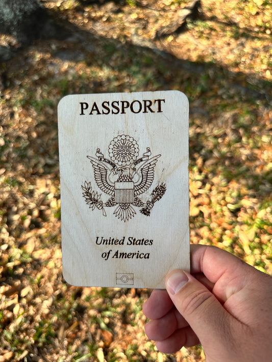 Customizable Wooden Passport Greeting Card for Your Vacation Gift