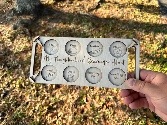 Wooden Scavenger Hunt Board for Kids: Explore Your Neighborhood with Fun and Adventure | Outdoor Nature Activity Set | Assembly Required