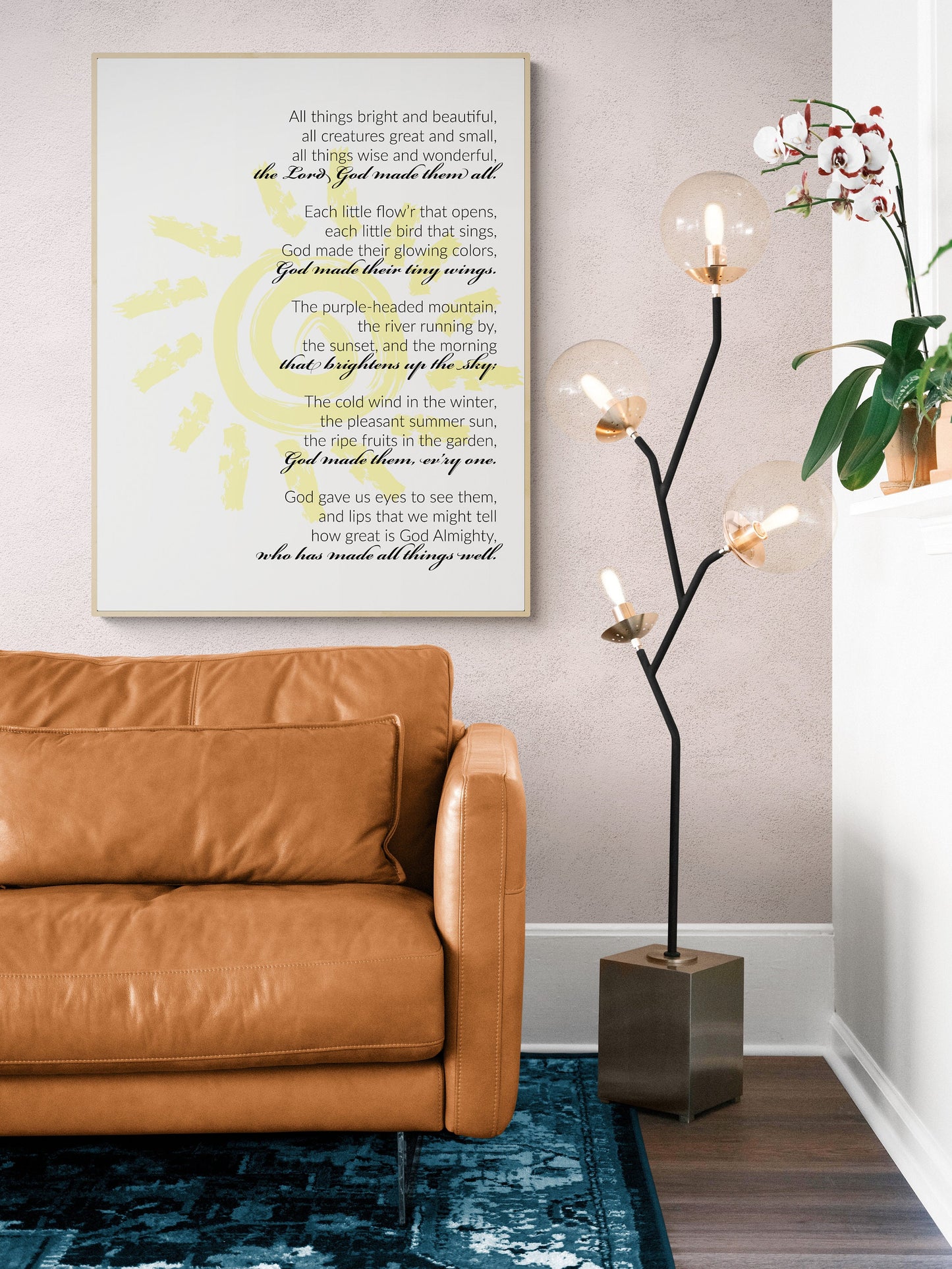 All Things Bright and Beautiful Lyrics Wall Art - Perfect Gift for Nature Lovers and Music Enthusiasts