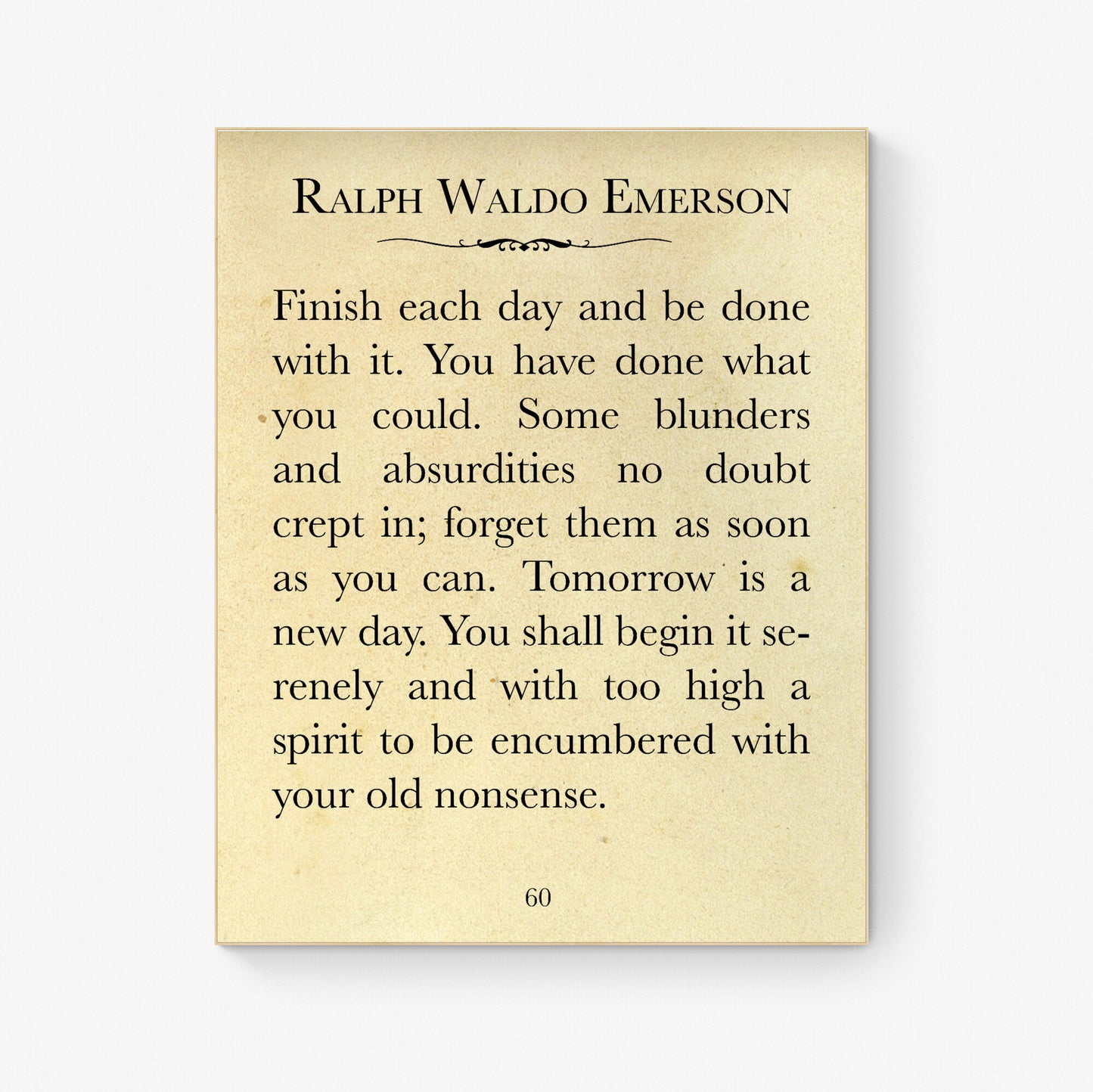 Finish Each Day | Ralph Waldo Emerson Quote | Wall Art Book Page | Home Offices Libraries | Vintage Poster | Made in the USA | Art Print