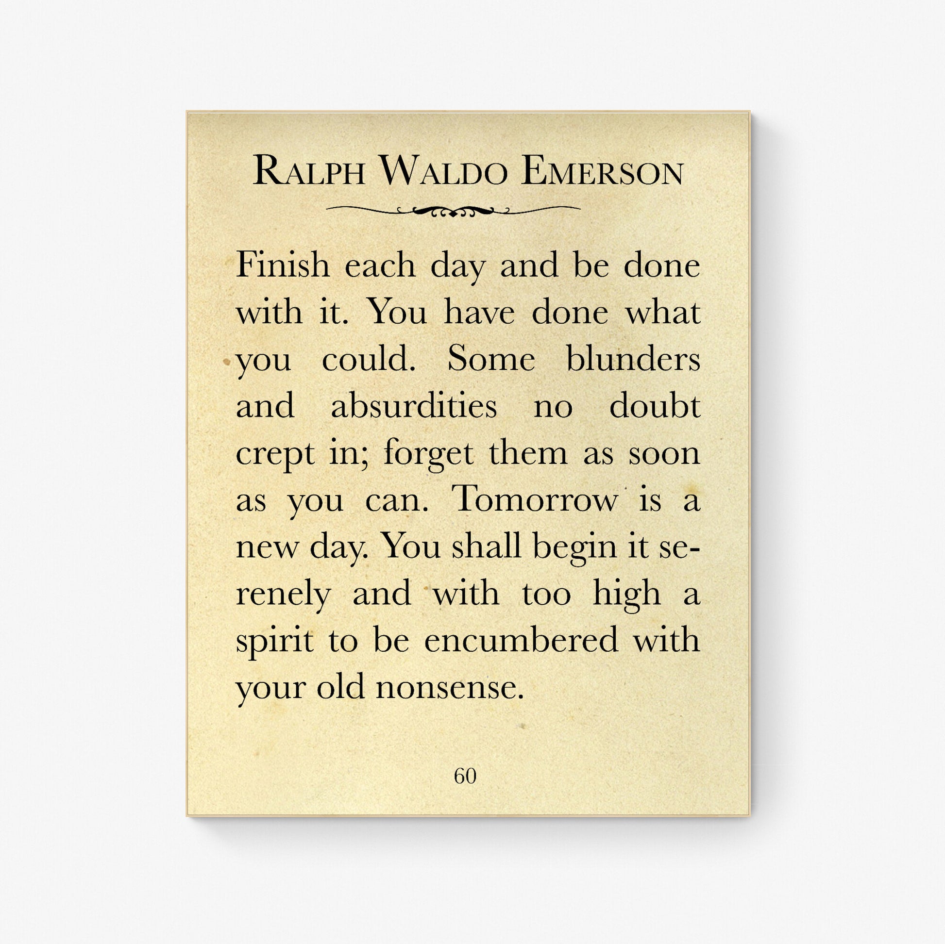 Finish Each Day | Ralph Waldo Emerson Quote | Wall Art Book Page | Home Offices Libraries | Vintage Poster | Made in the USA | Art Print