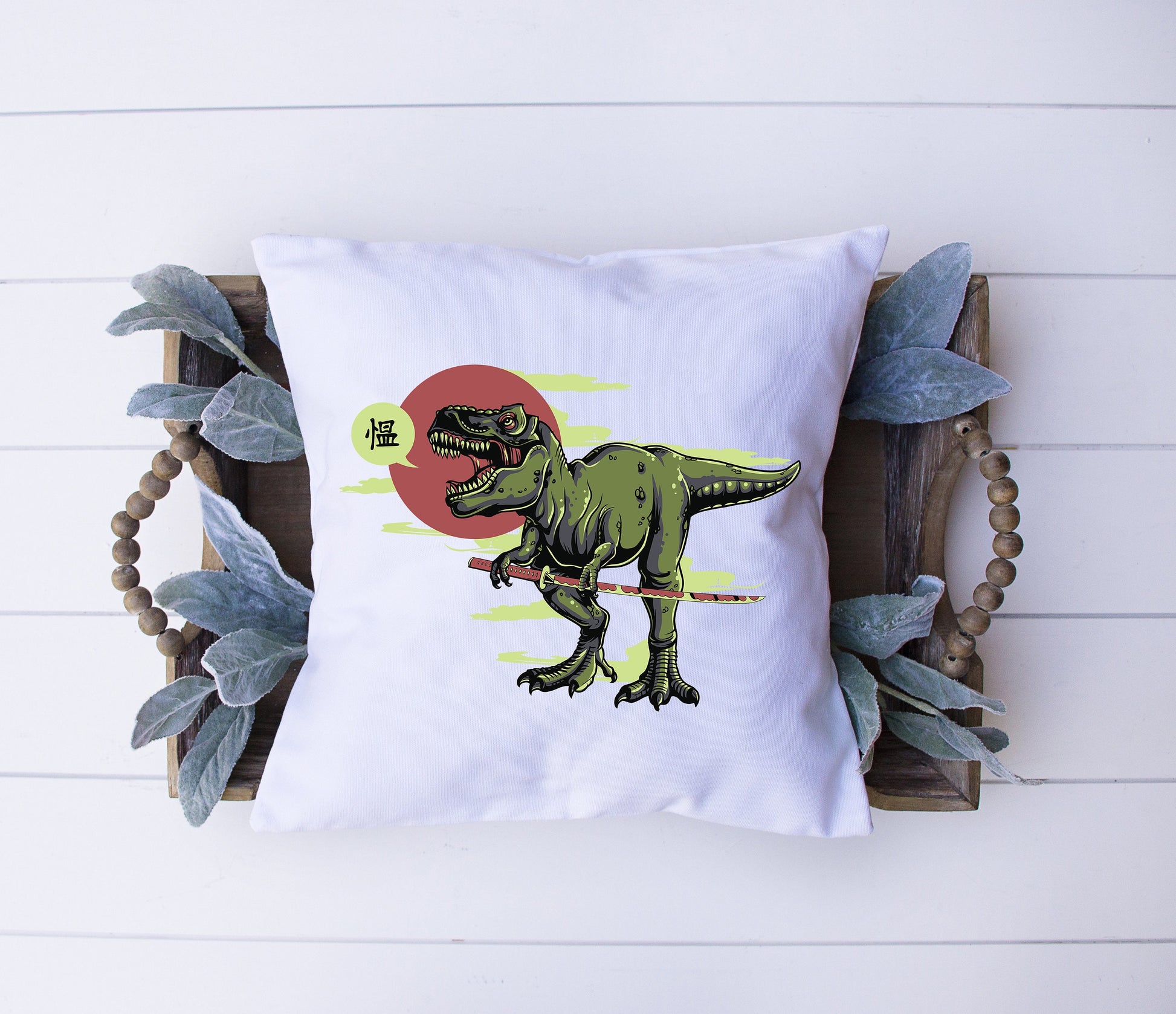 T Rex Ninja | Dinosaurs | Tyrannosaurus Rex | Decorative Pillow | Custom Designed | Made In The USA