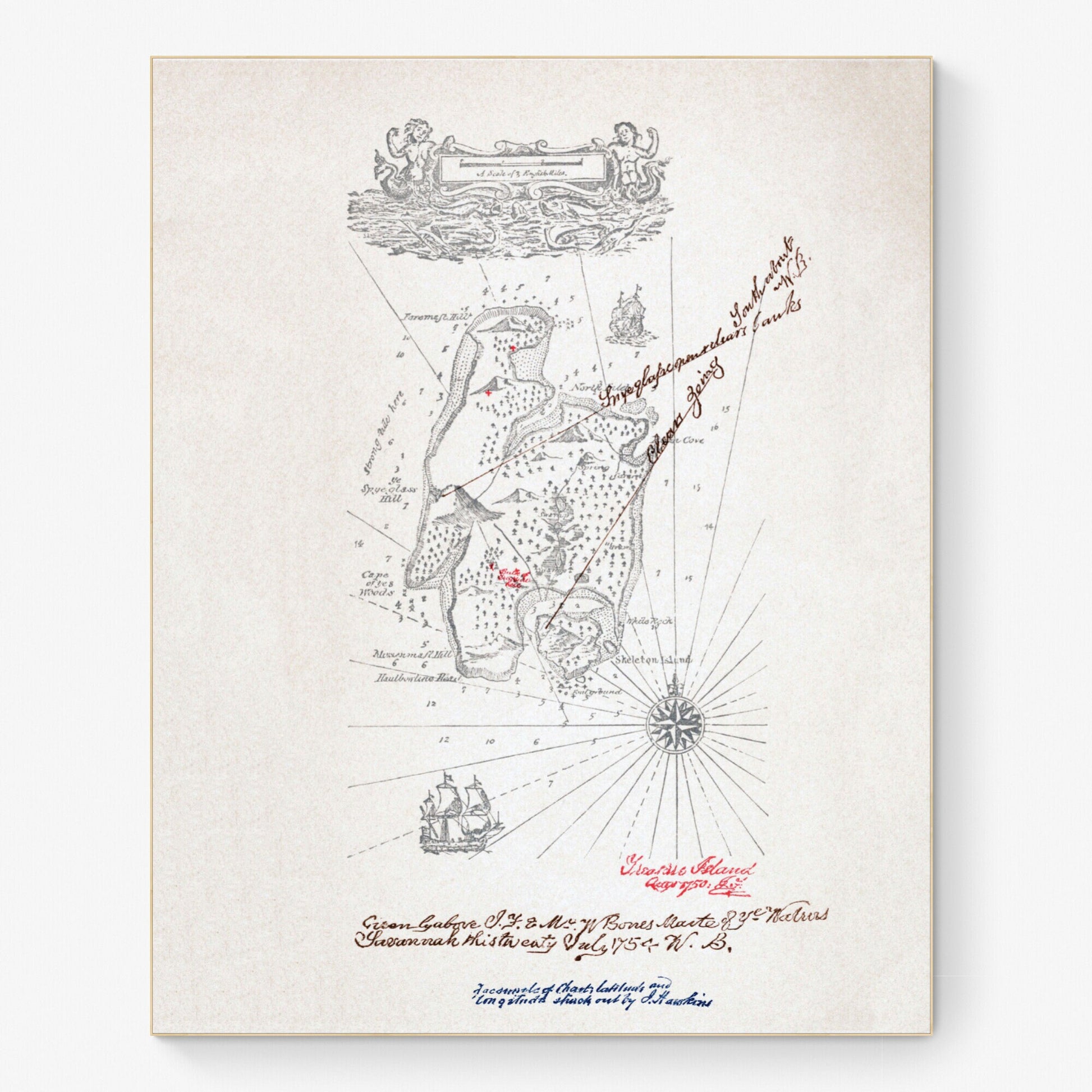 Treasure Island Map | Robert Stevenson | Pirates Gold | Original Artwork | Vintage Art Print