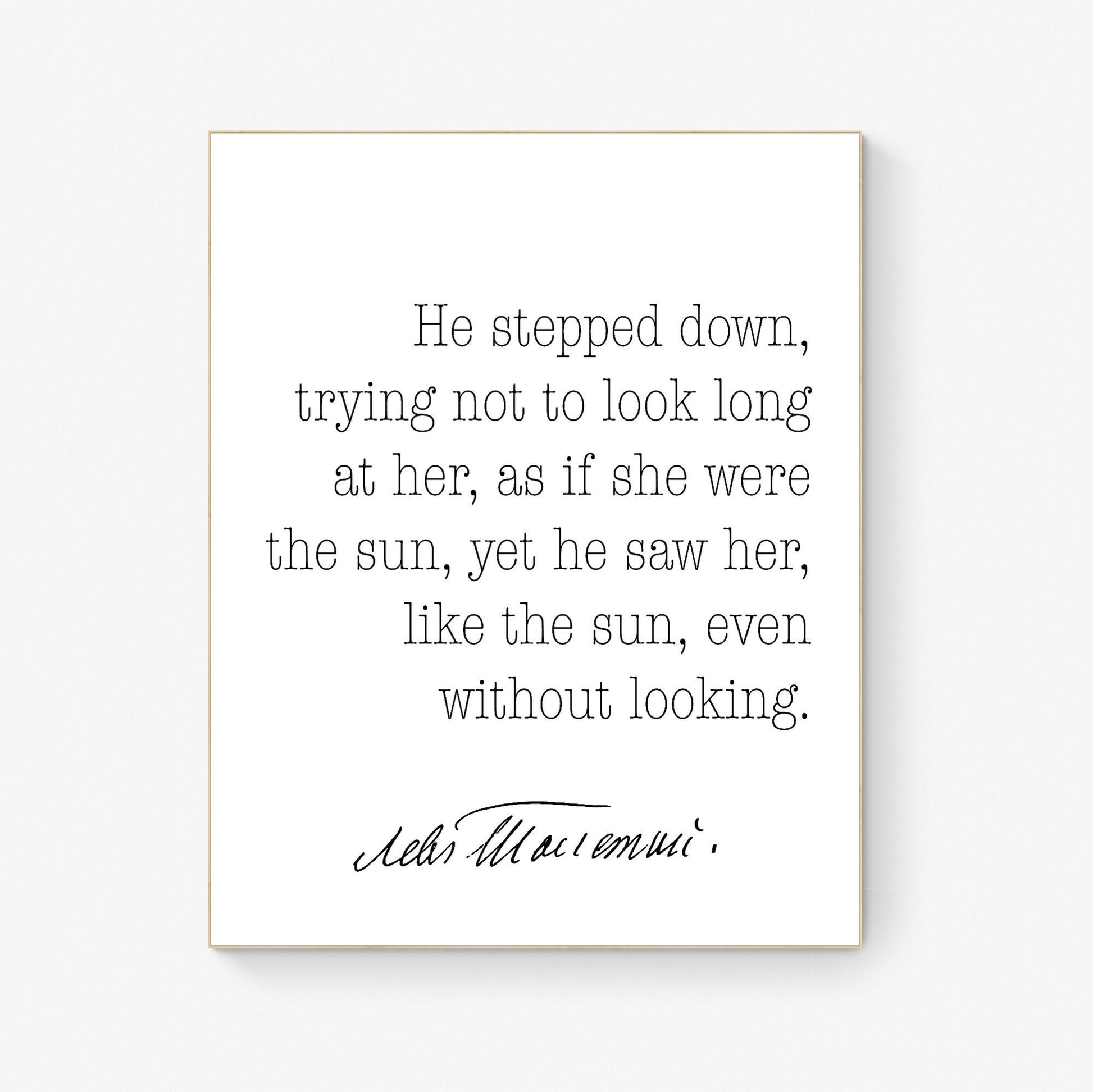 Trying Not To Look Long At Her | As If She Were The Sun | Anna Karenina | Leo Tolstoy Quote | Typography Print