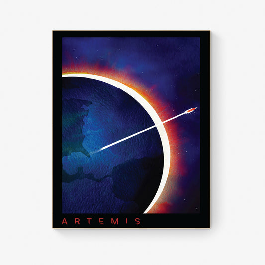 NASA Artemis Mission Art Print | Earth Departure | Space Astronaut Exploration | Science Education | Home Decor | Room Poster