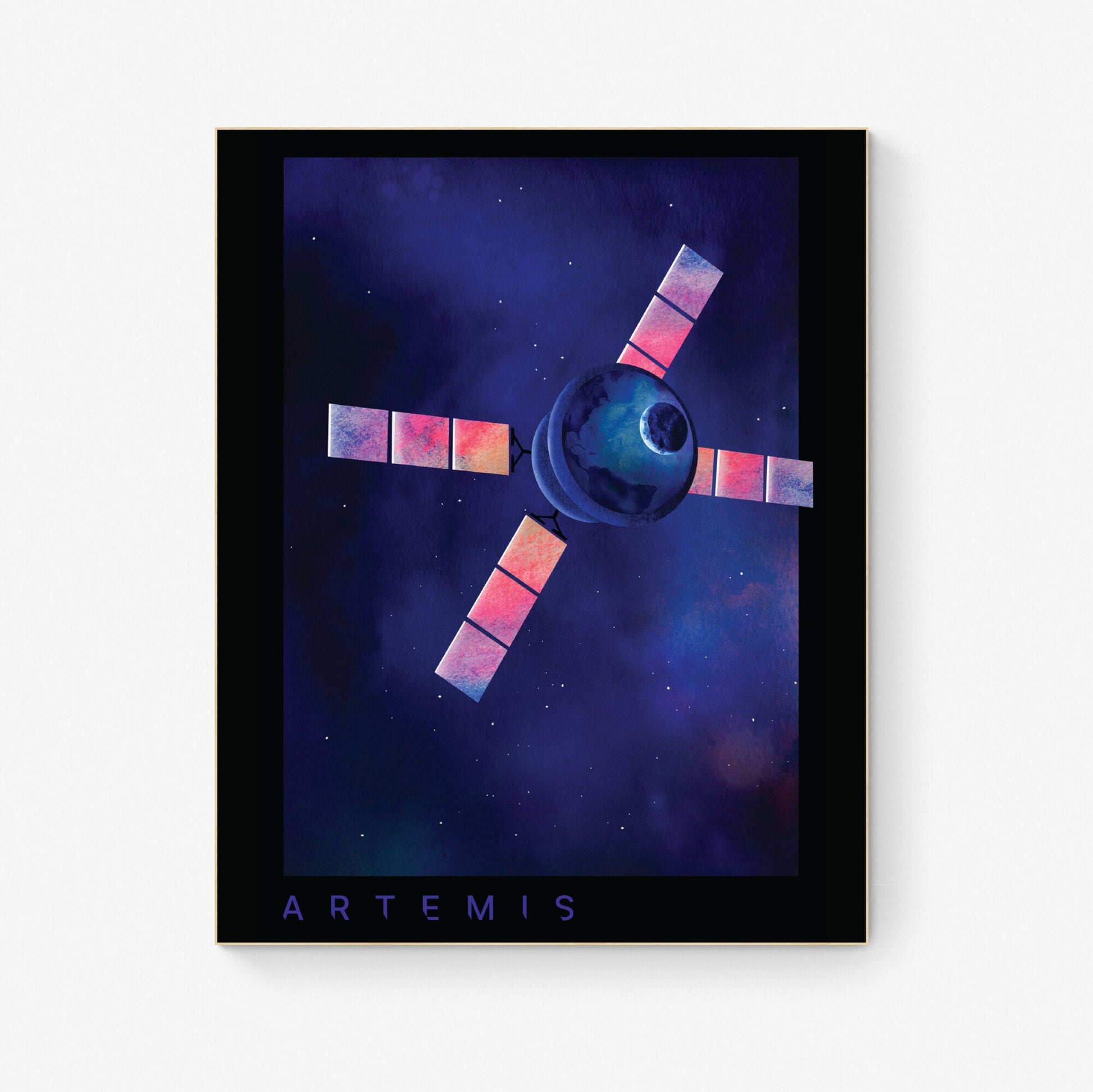 Artemis Lunar Capsule Watercolor Art Print | Deep Space Voyage | NASA Art Print