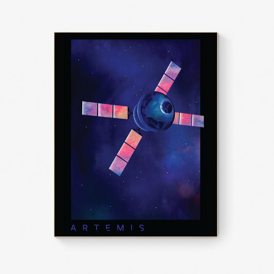 Artemis Lunar Capsule Watercolor Art Print | Deep Space Voyage | NASA Art Print