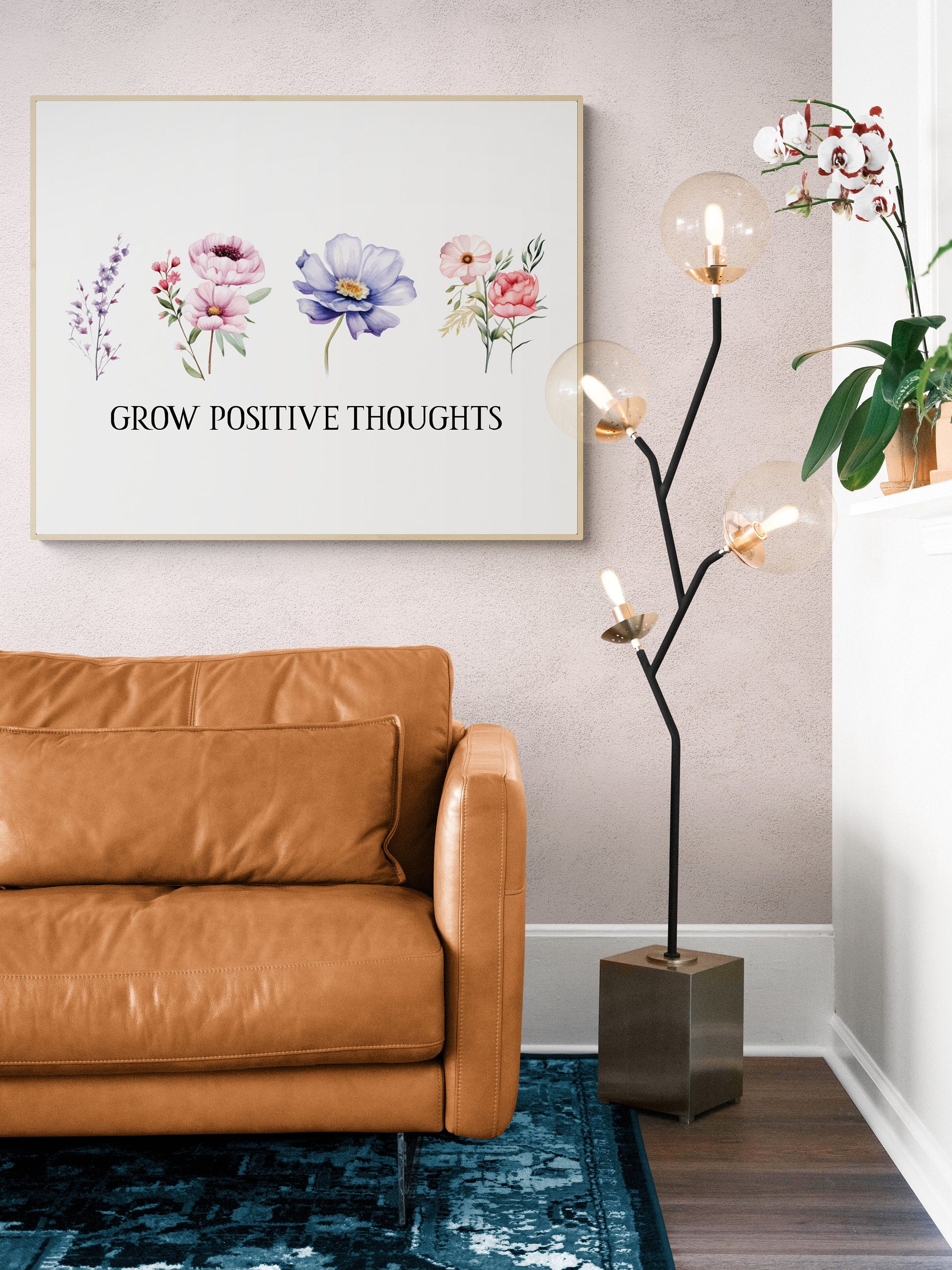 Grow Positive Thoughts | Inspirational Artwork Typography | Watercolor | Art Print