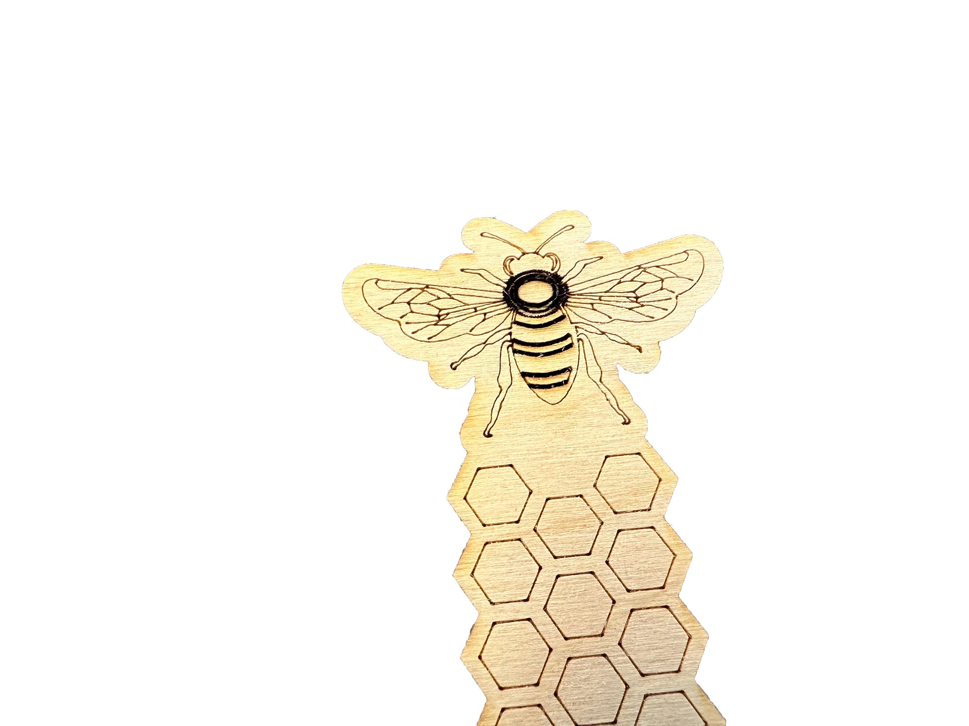 Honey Bee and Honeycomb Wooden Bookmark