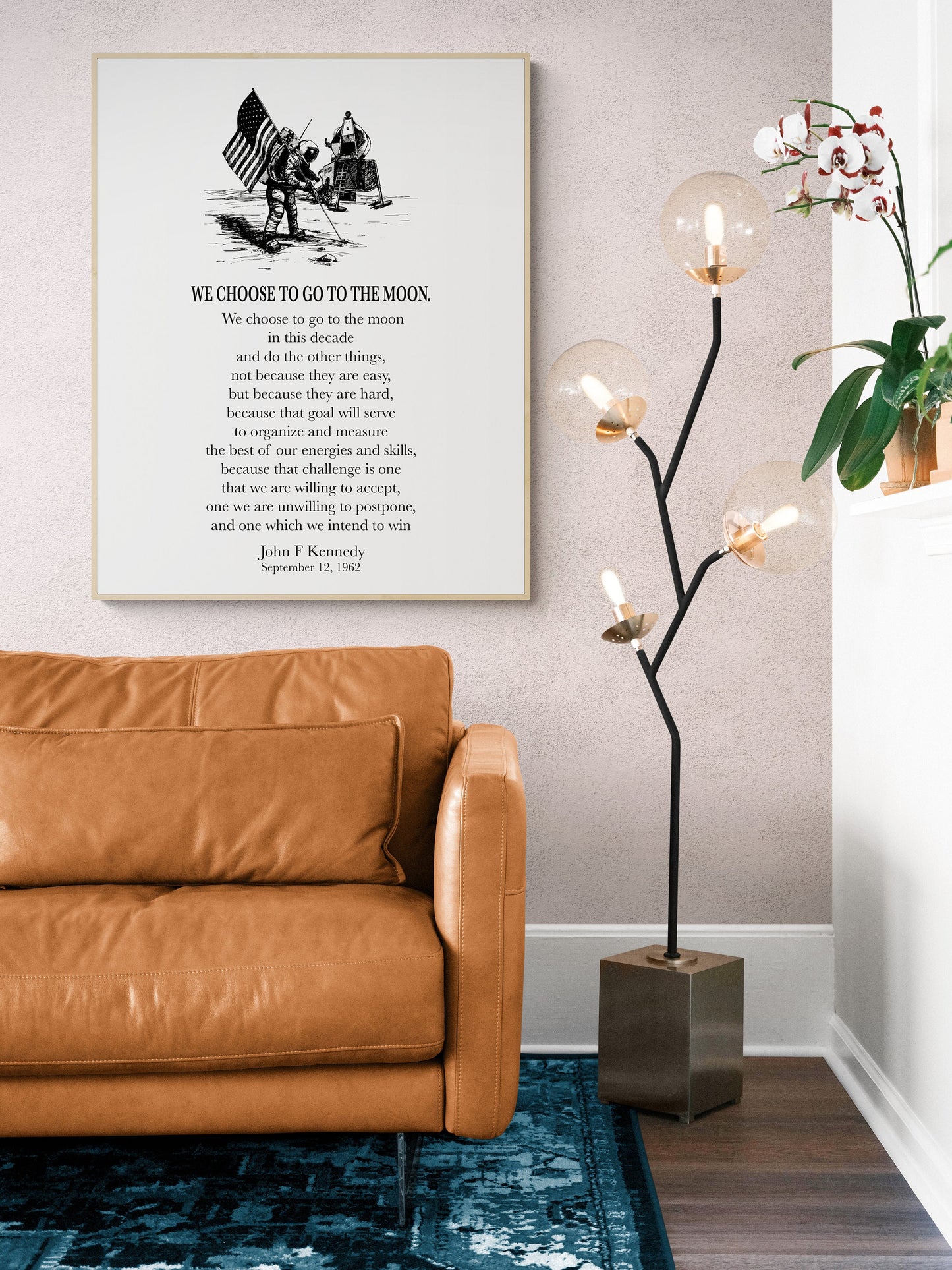 JFK Quote | We Choose To Go To The Moon | Neil Armstrong | Buzz Aldrin | Landing Modern Minimalist Art | Inspirational Print | Black & White