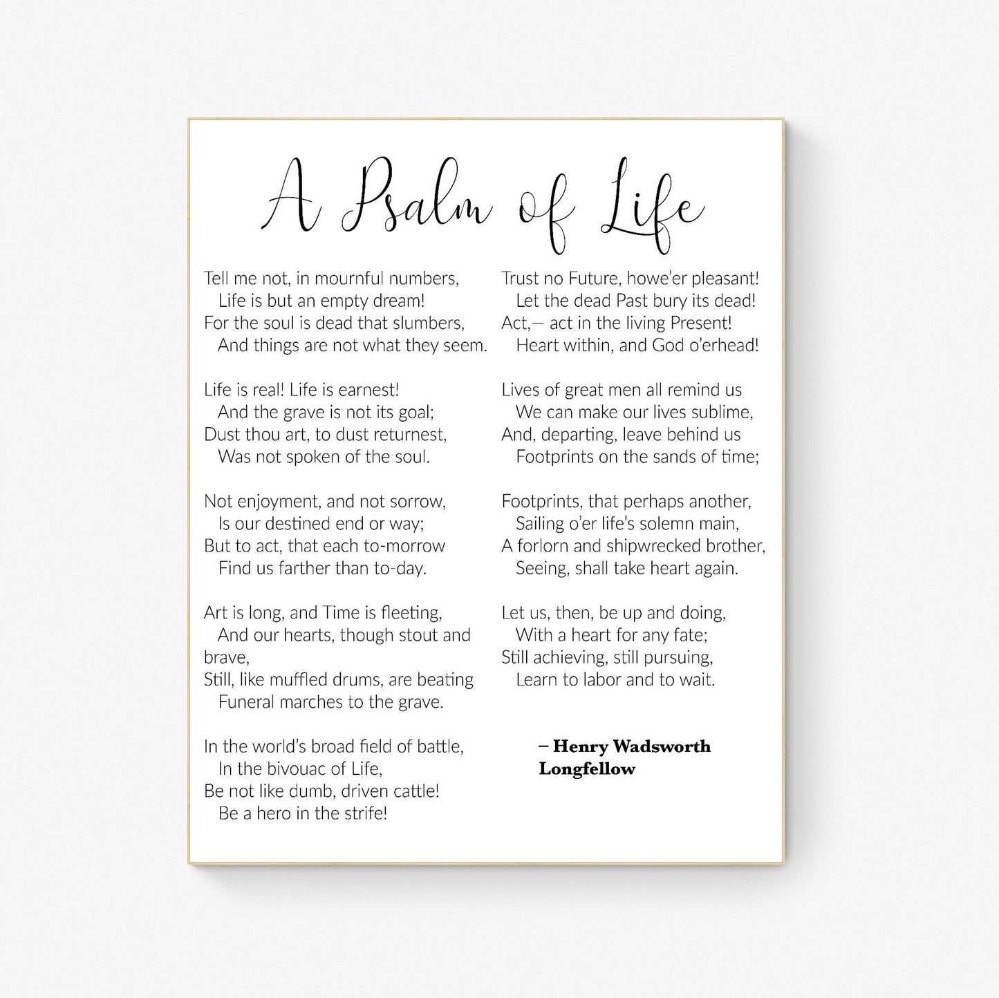 Henry Wadsworth Longfellow Quote Print | A Psalm Of Life Wall Art Print | Typewriter Print | Wall Art Poster | Typography Wall Print