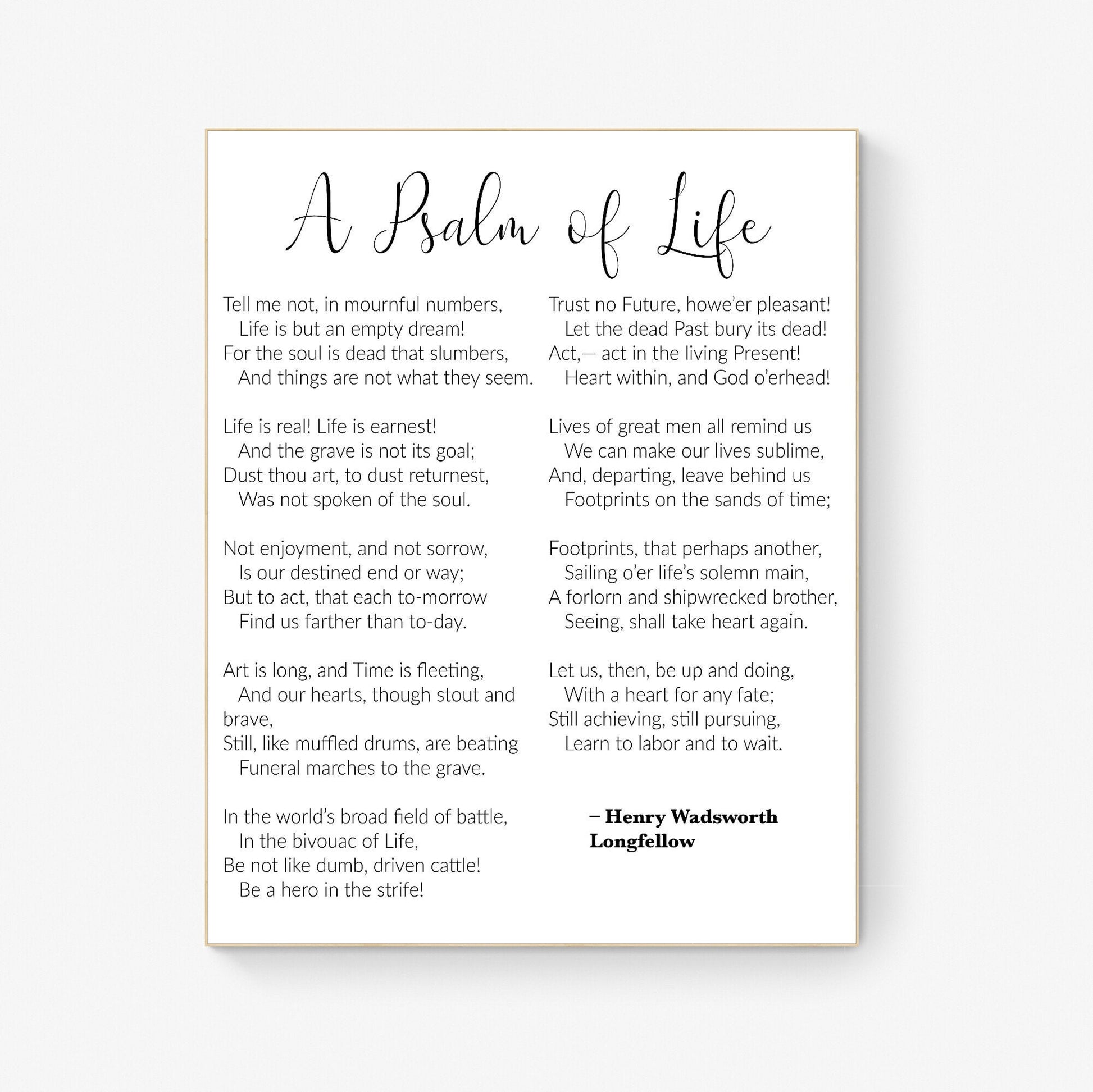 Henry Wadsworth Longfellow Quote Print | A Psalm Of Life Wall Art Print | Typewriter Print | Wall Art Poster | Typography Wall Print